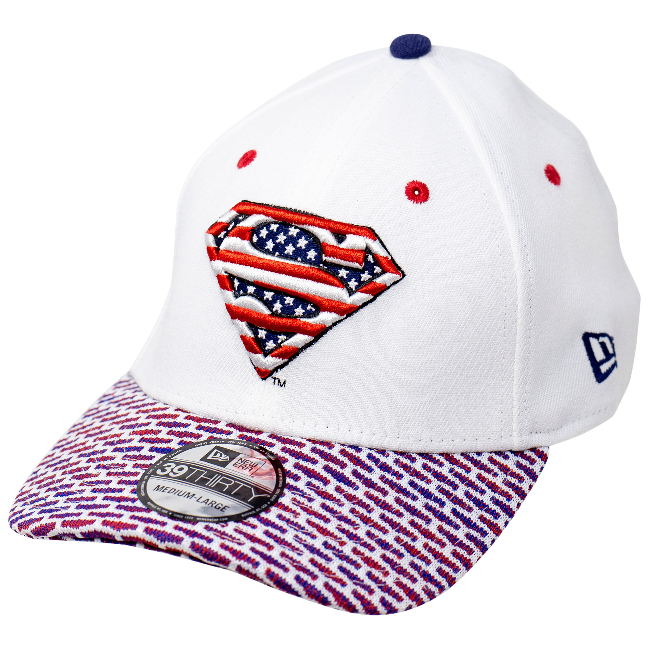 Superman Red White and Blue Themed New Era 39Thirty Fitted Hat, Multi-Color