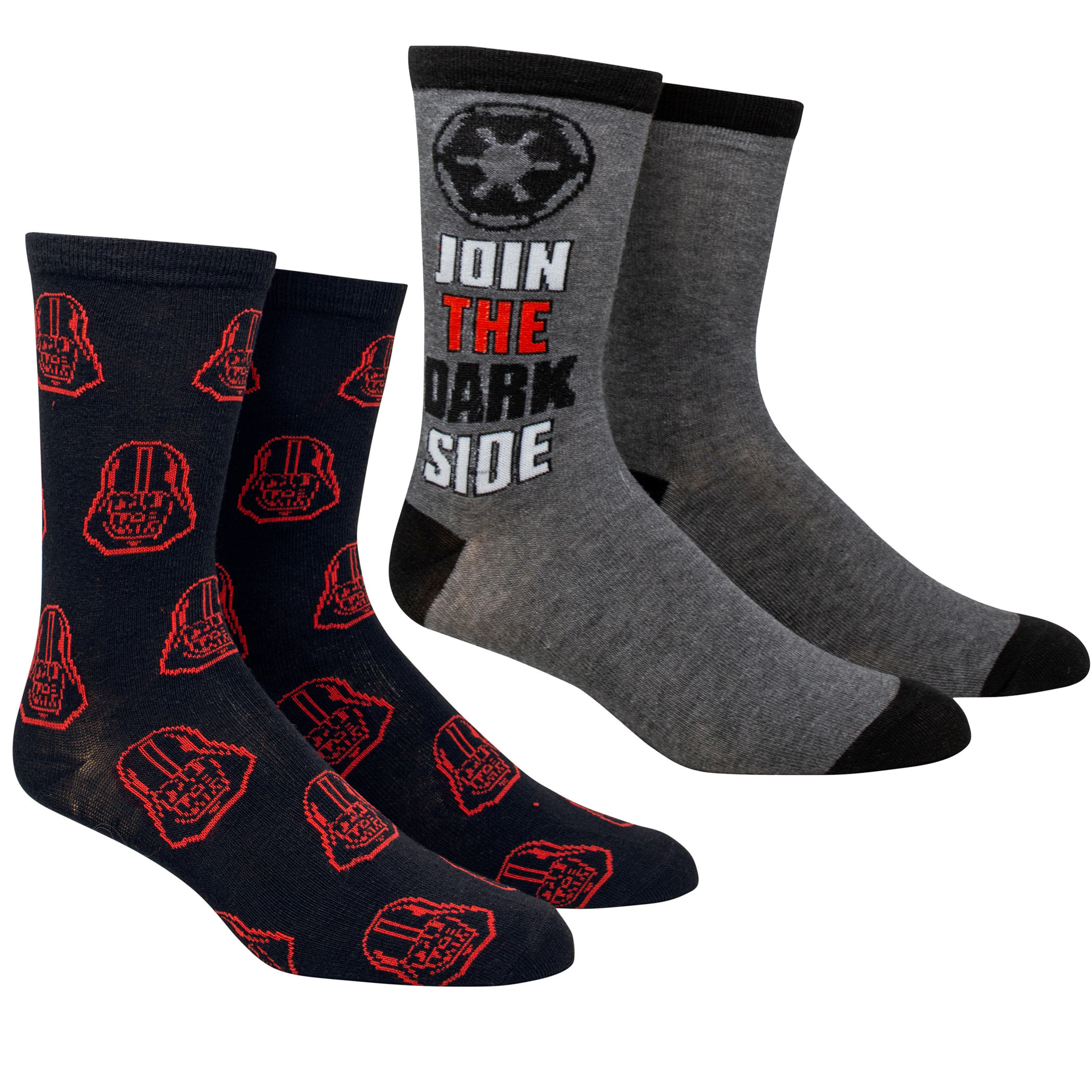 Star Wars Join the Dark Side and Darth Vader Icons 2-Pack Crew Socks, Multi-Color