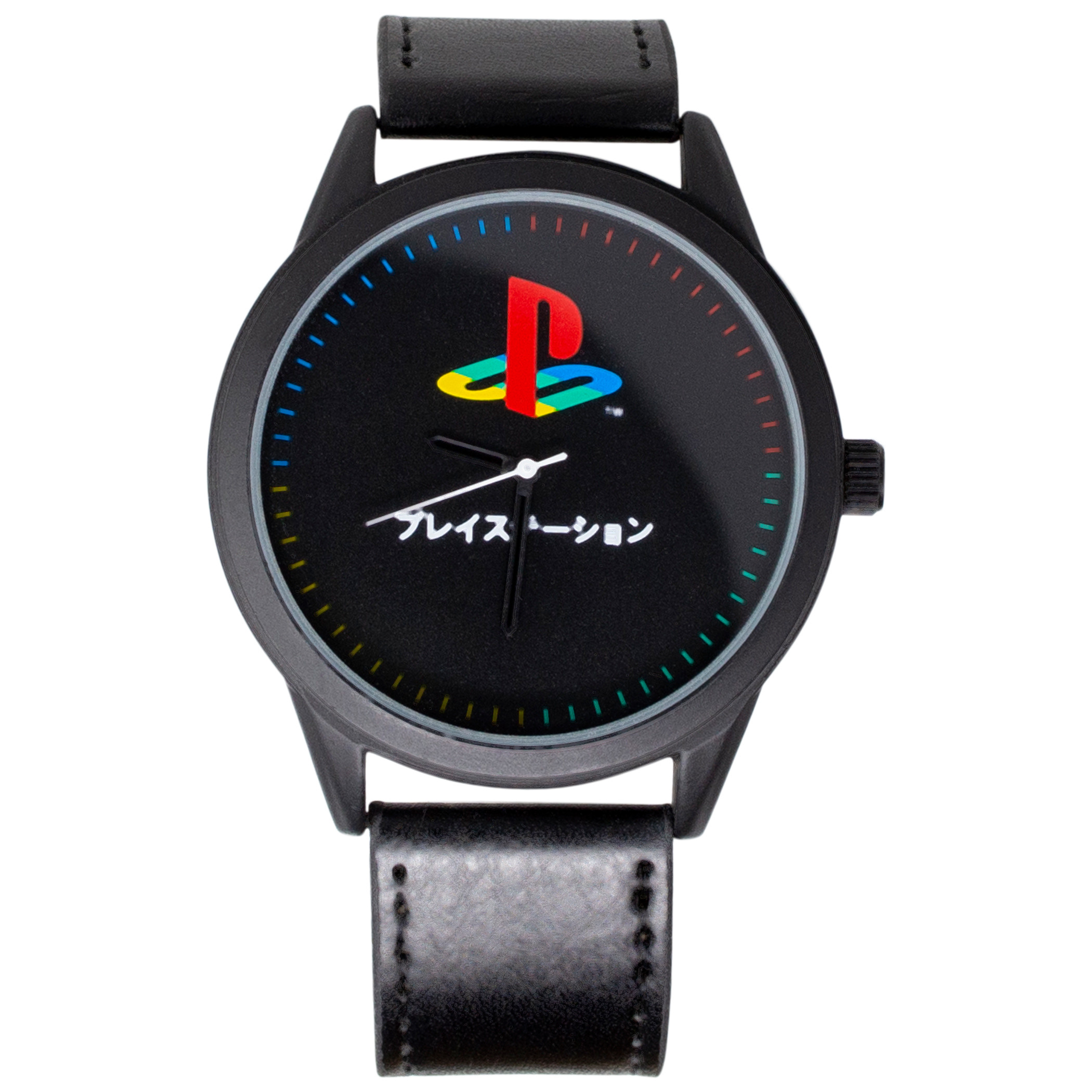 PlayStation Symbol Watch with Faux Leather Strap, Black