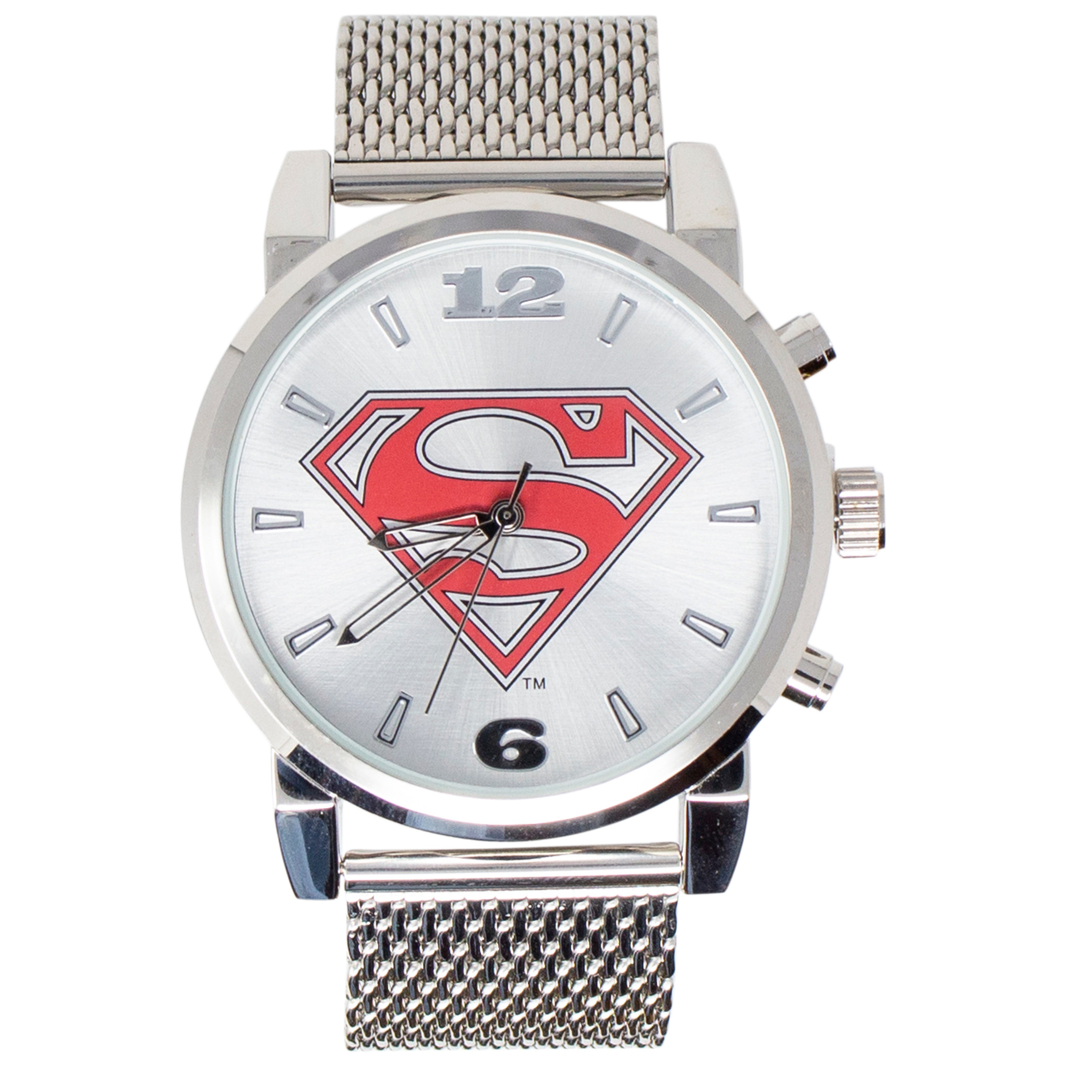 Superman Symbol Watch with Chain Metal Band, Silver
