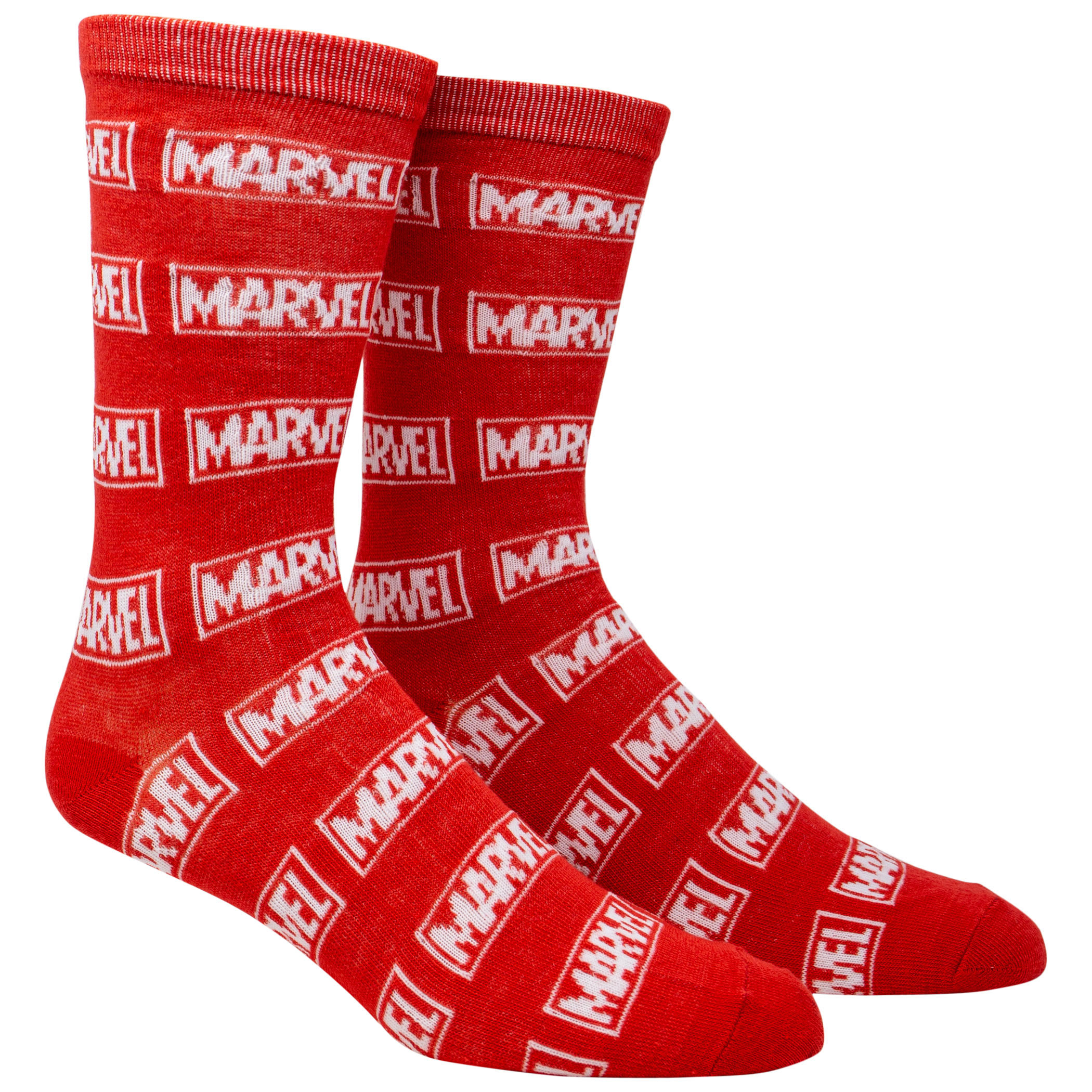 Marvel Brand Logo All Over Crew Socks, Red