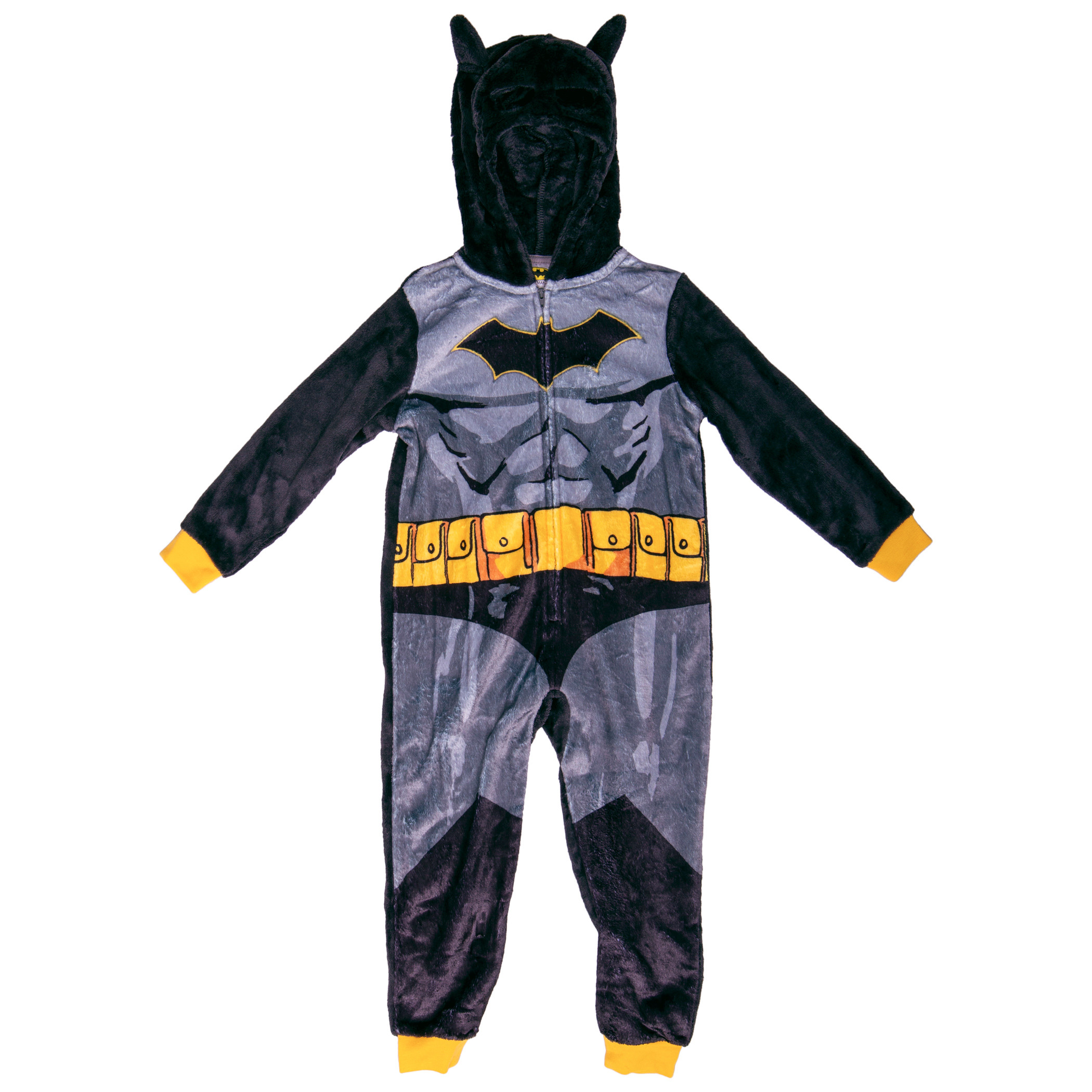 Batman Costume Kids Union Suit with Removable Velcro Cape, Multi-Color