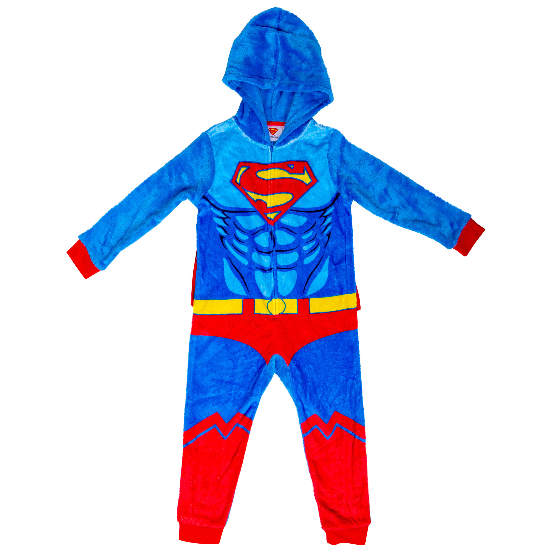 Superman Costume Kids Union Suit with Removable Velcro Cape, Multi-Color
