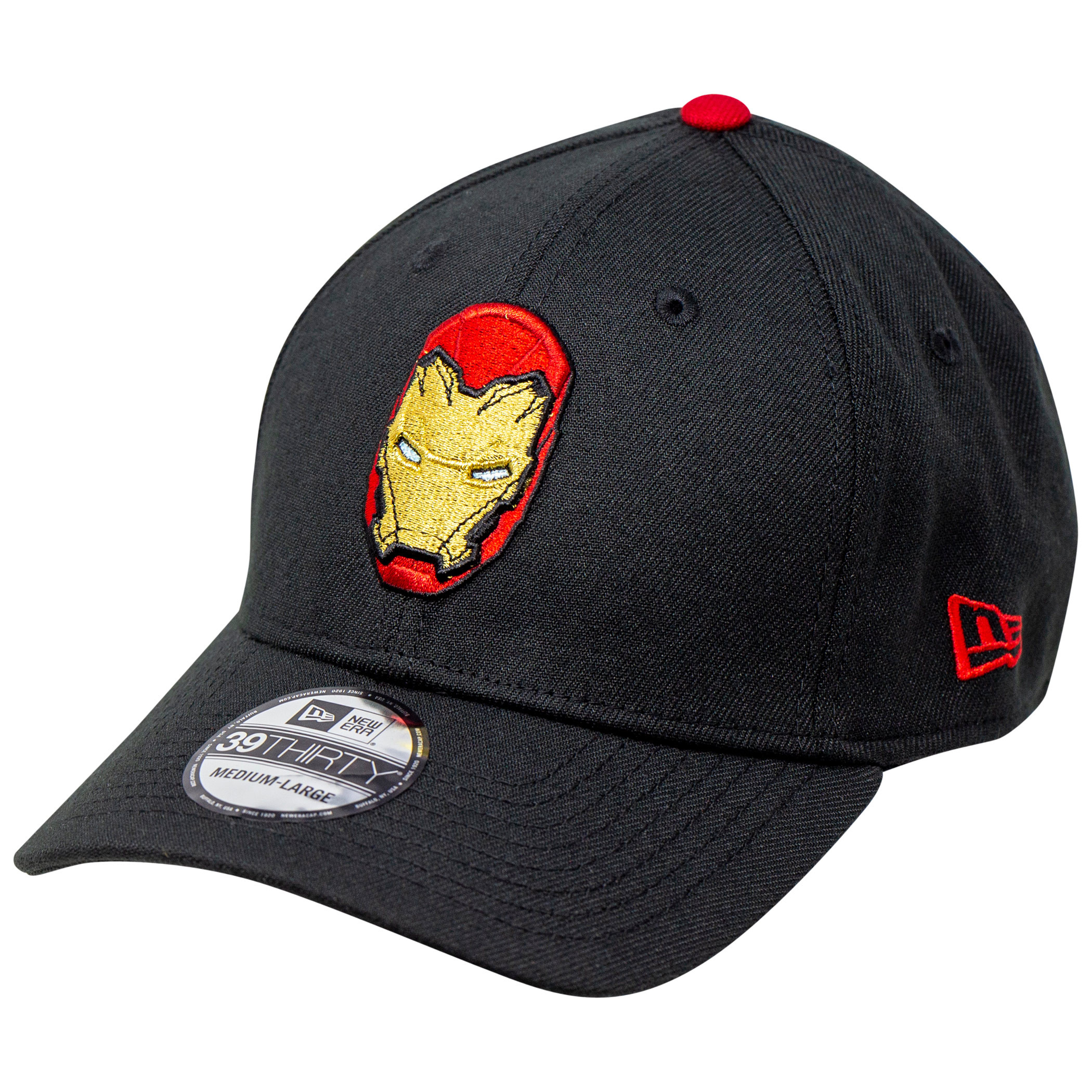 Iron Man Helmet with Rear Arc Reactor New Era 39Thirty Fitted Hat, Black