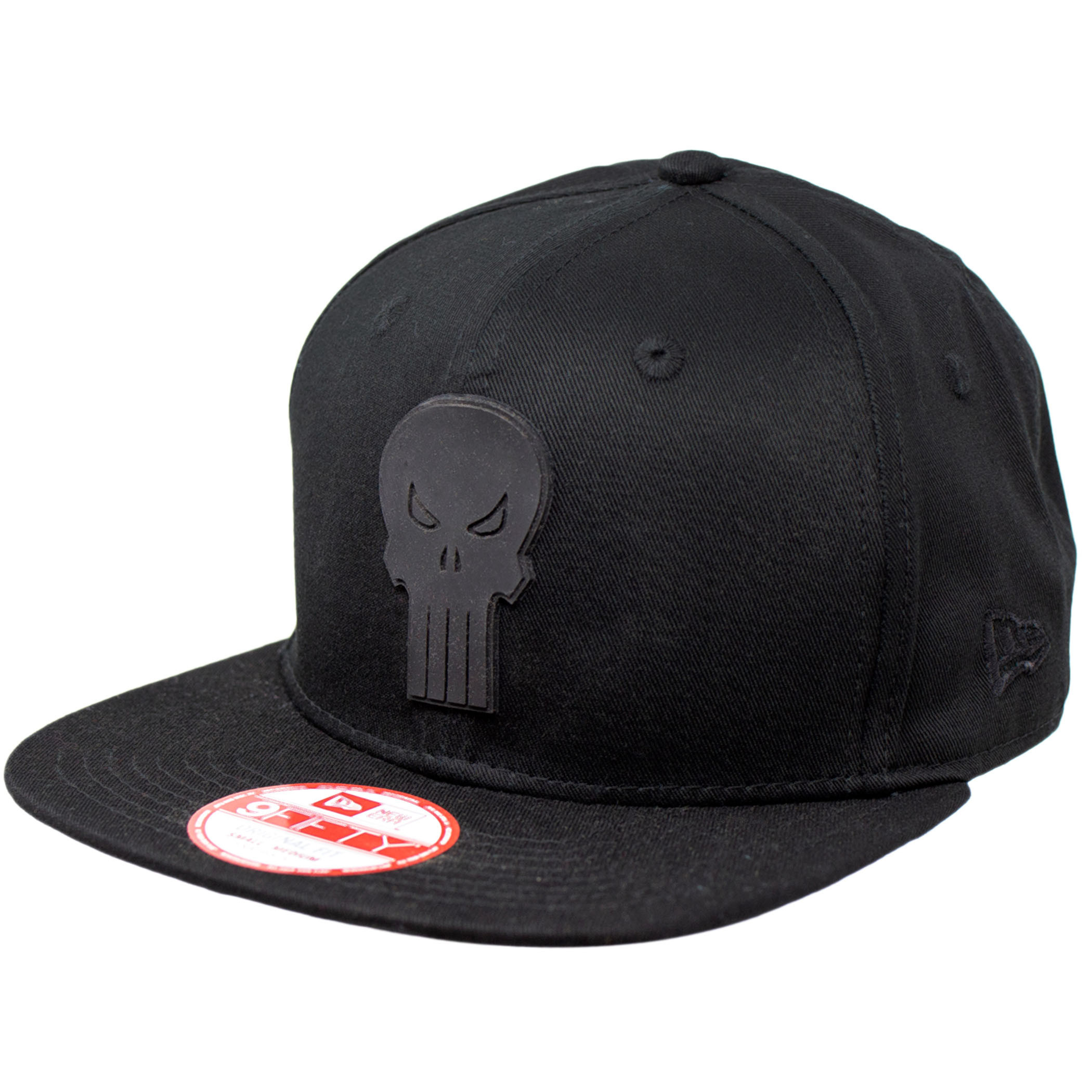 Punisher Symbol Black on Black New Era 9Fifty Adjustable Hat, Black