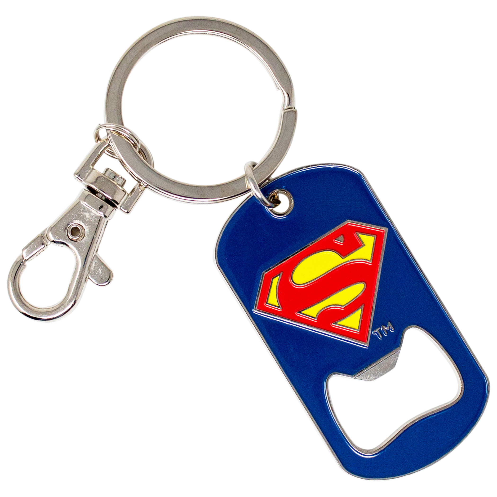 Superman Symbol Bottle Opener Keychain, Blue