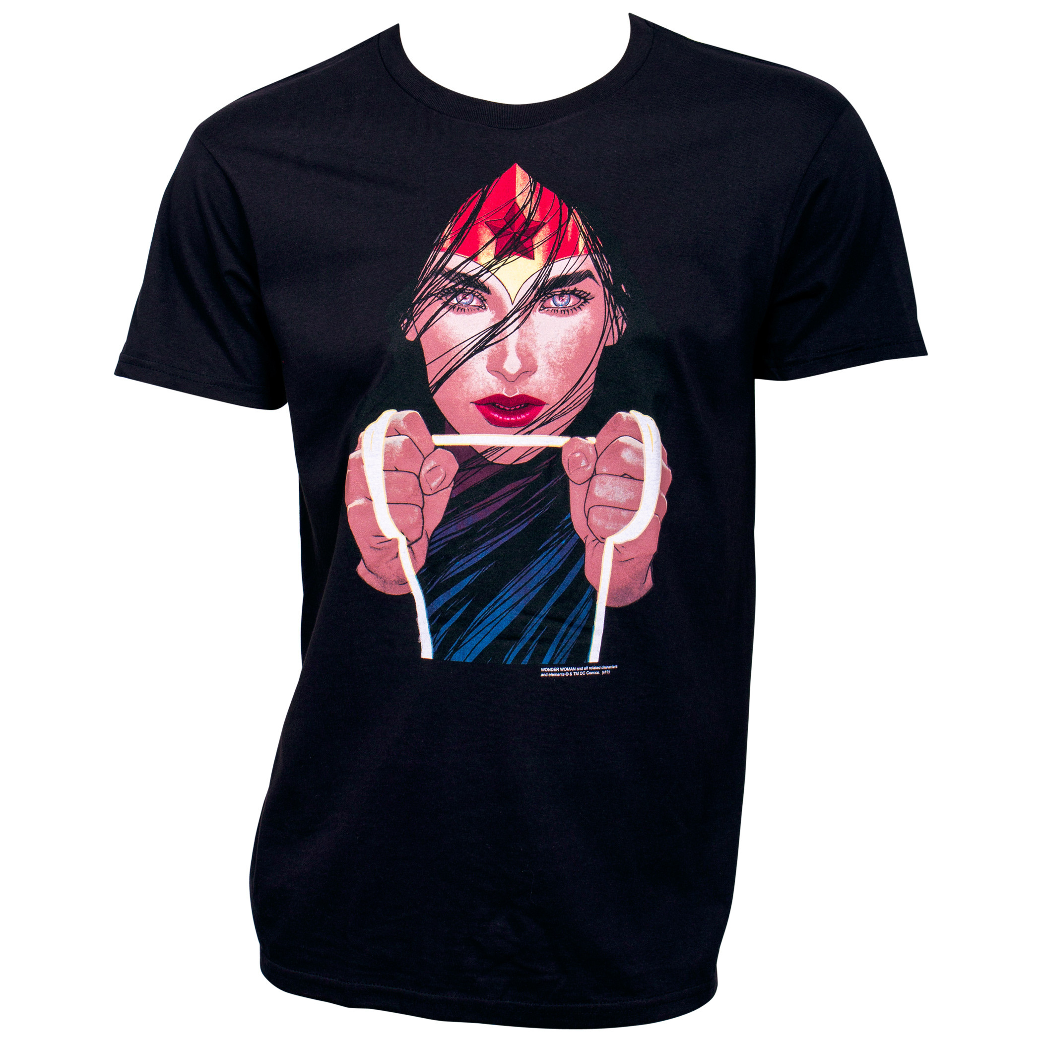 Wonder Woman Rope Trick Men's Black T-Shirt, Multi-Color