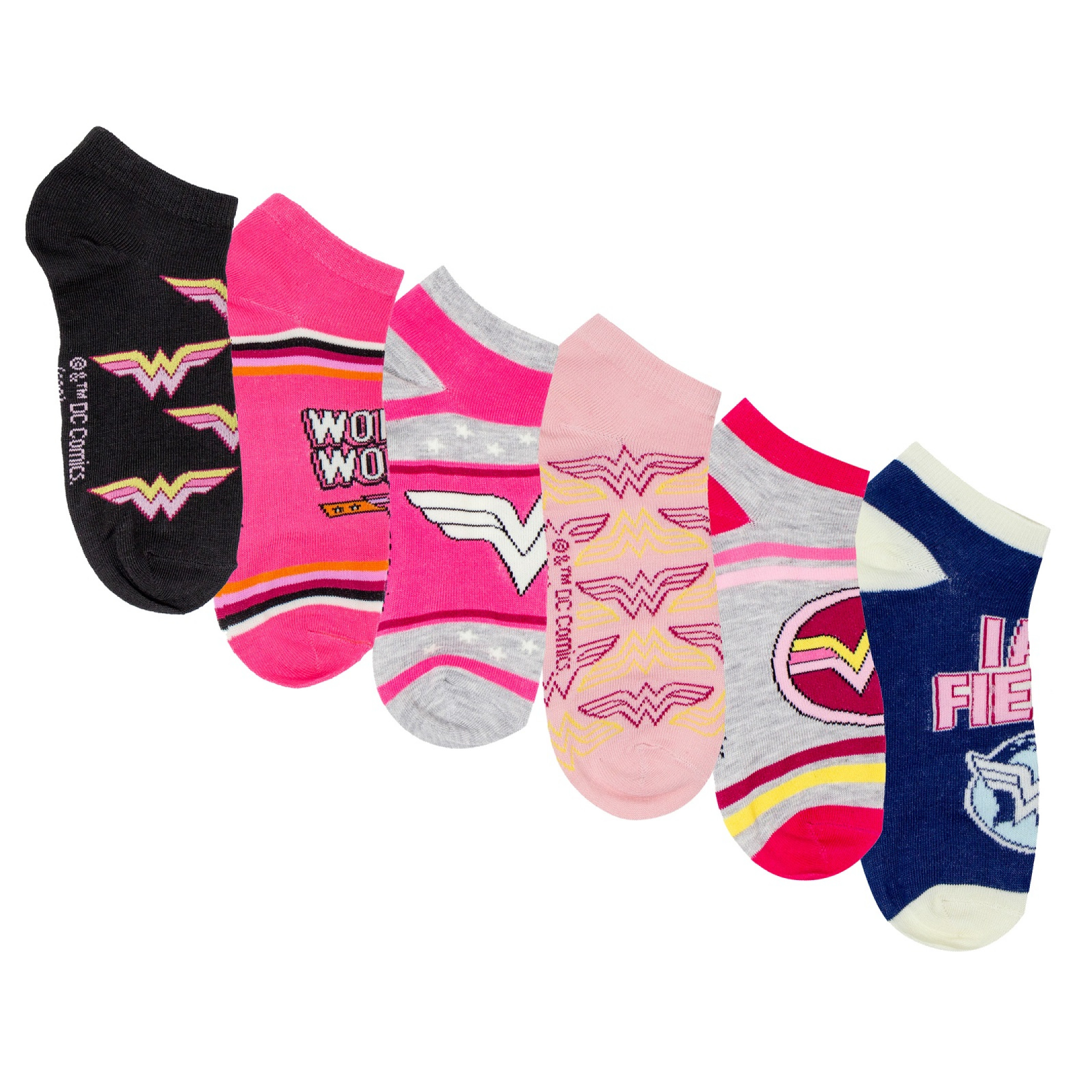 DC Comics Wonder Woman Assorted Women's 6-Pack Shorties Socks, Multi-Color
