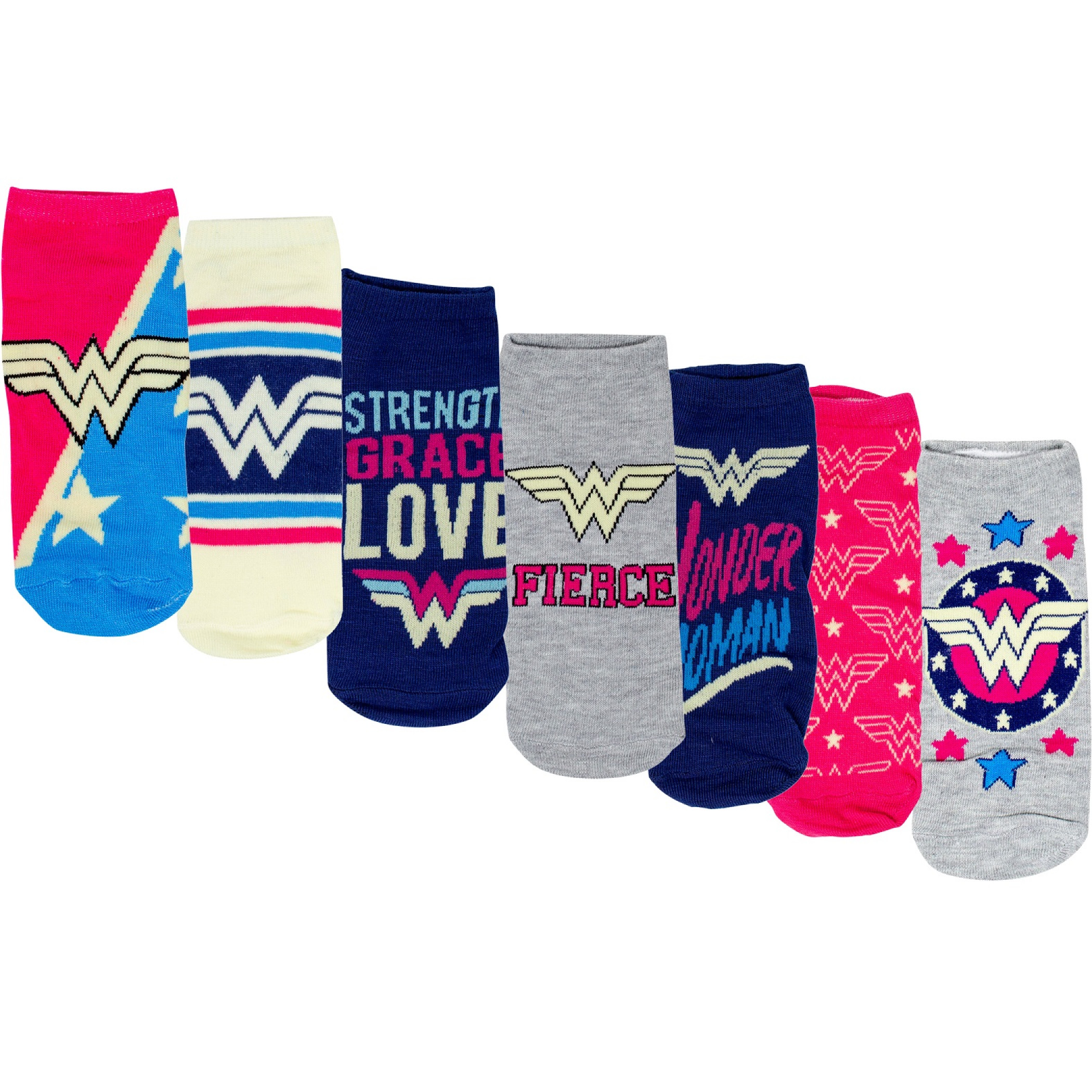 Wonder Woman Sock of the Week Assorted Women's Shorties Socks 7-Pair Box, Multi-Color