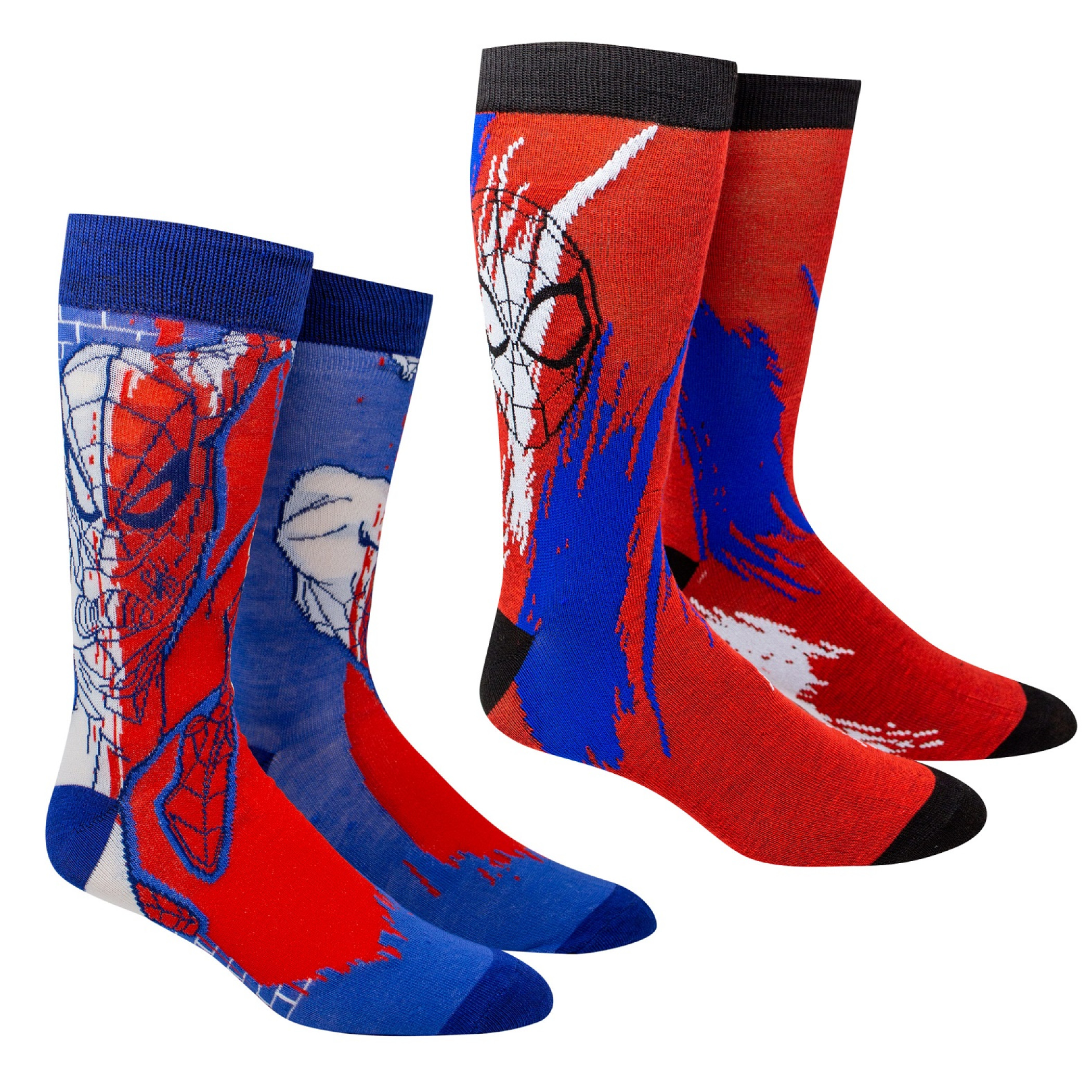 Spider-Man Red and Blue 2-Pack Casual Crew Socks, Multi-Color