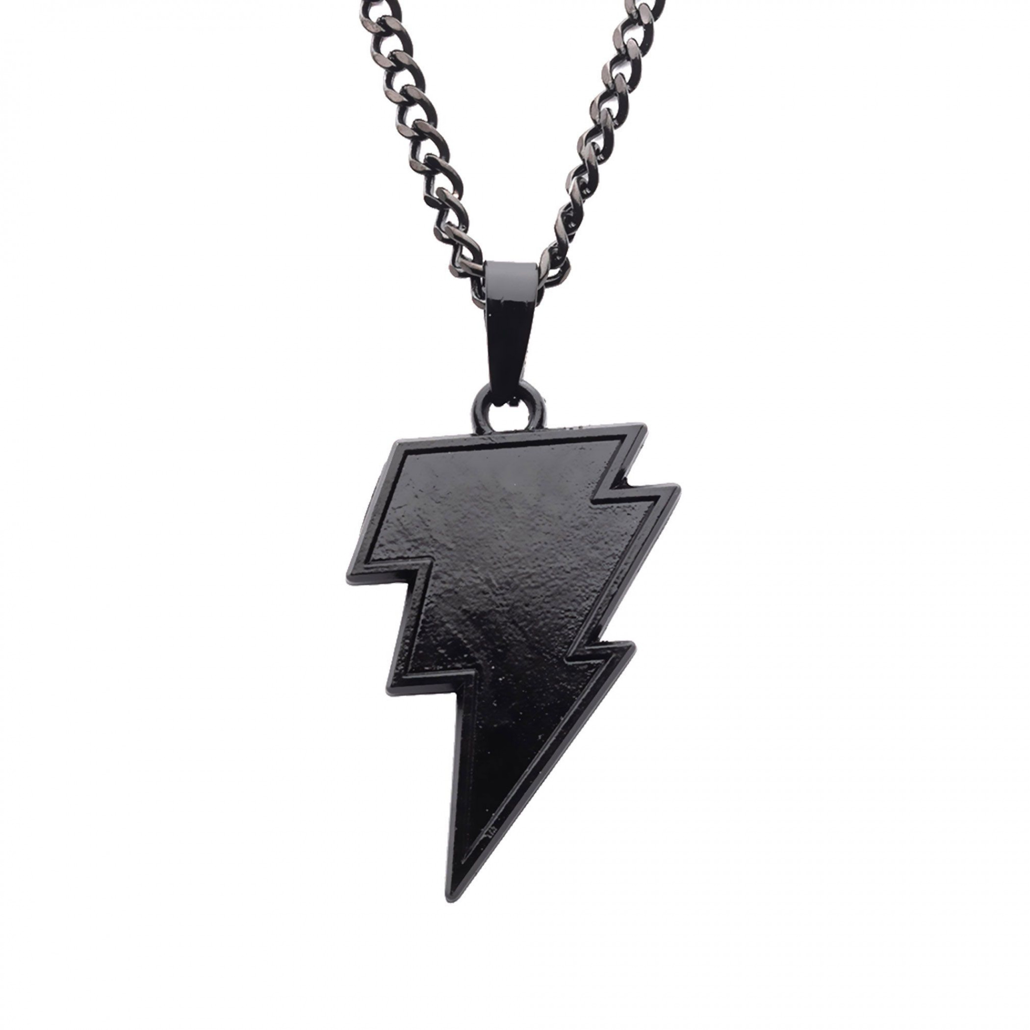 Black Adam Lightning Pendant Necklace, Black