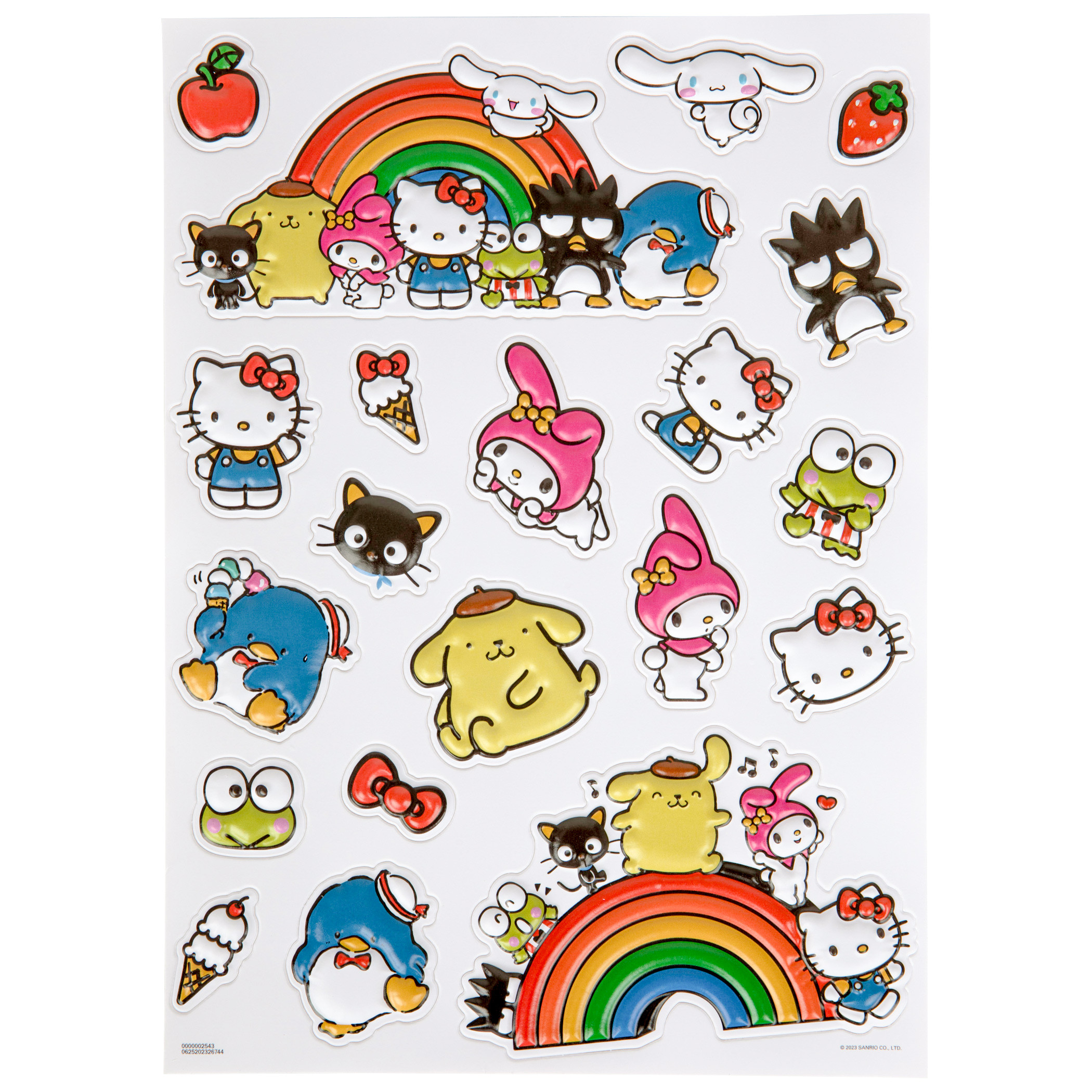 Hello Kitty and Friends Sanrio Raised Sticker Sheet, Multi-Color