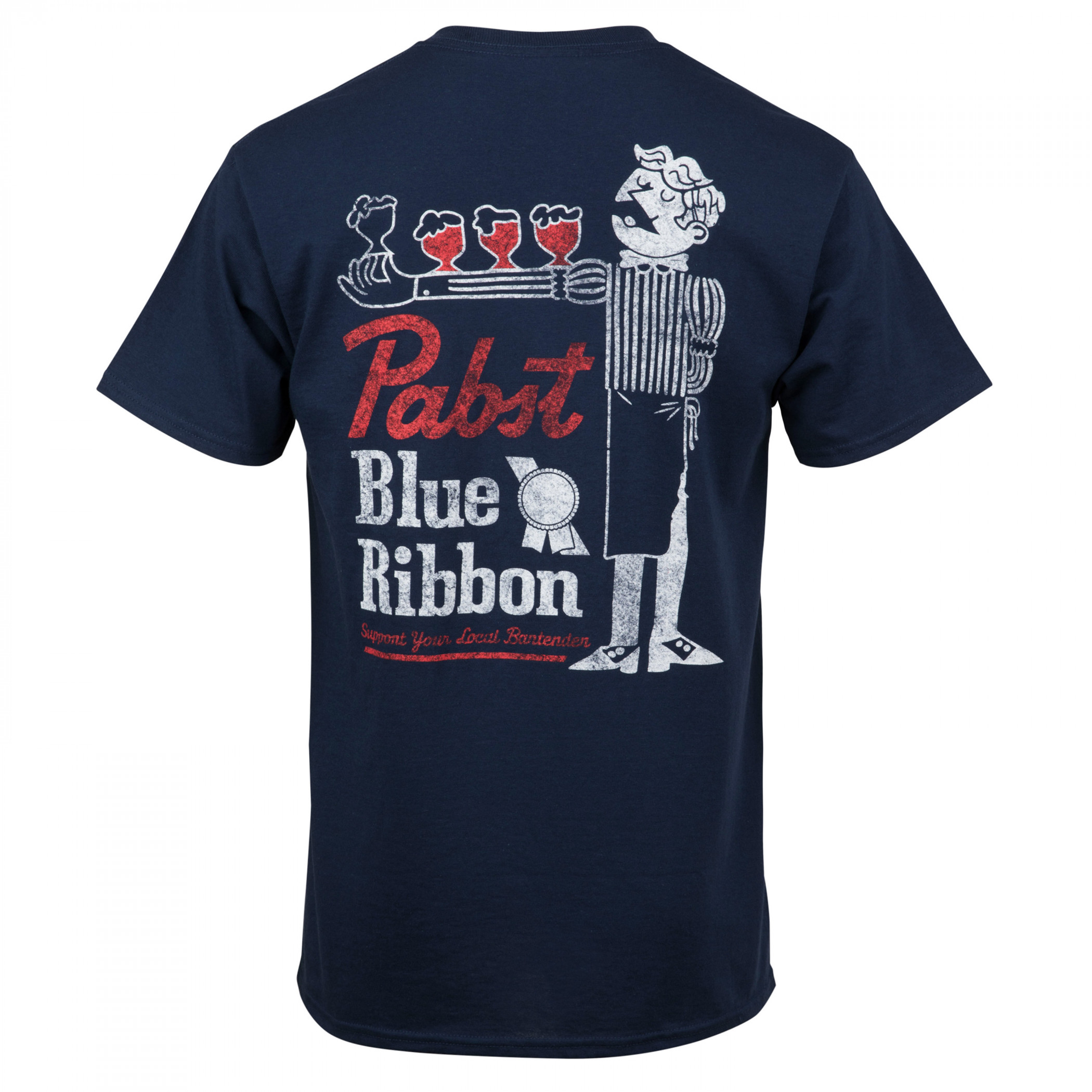 Pabst Blue Ribbon Support Bartenders Front and Back Print T-Shirt