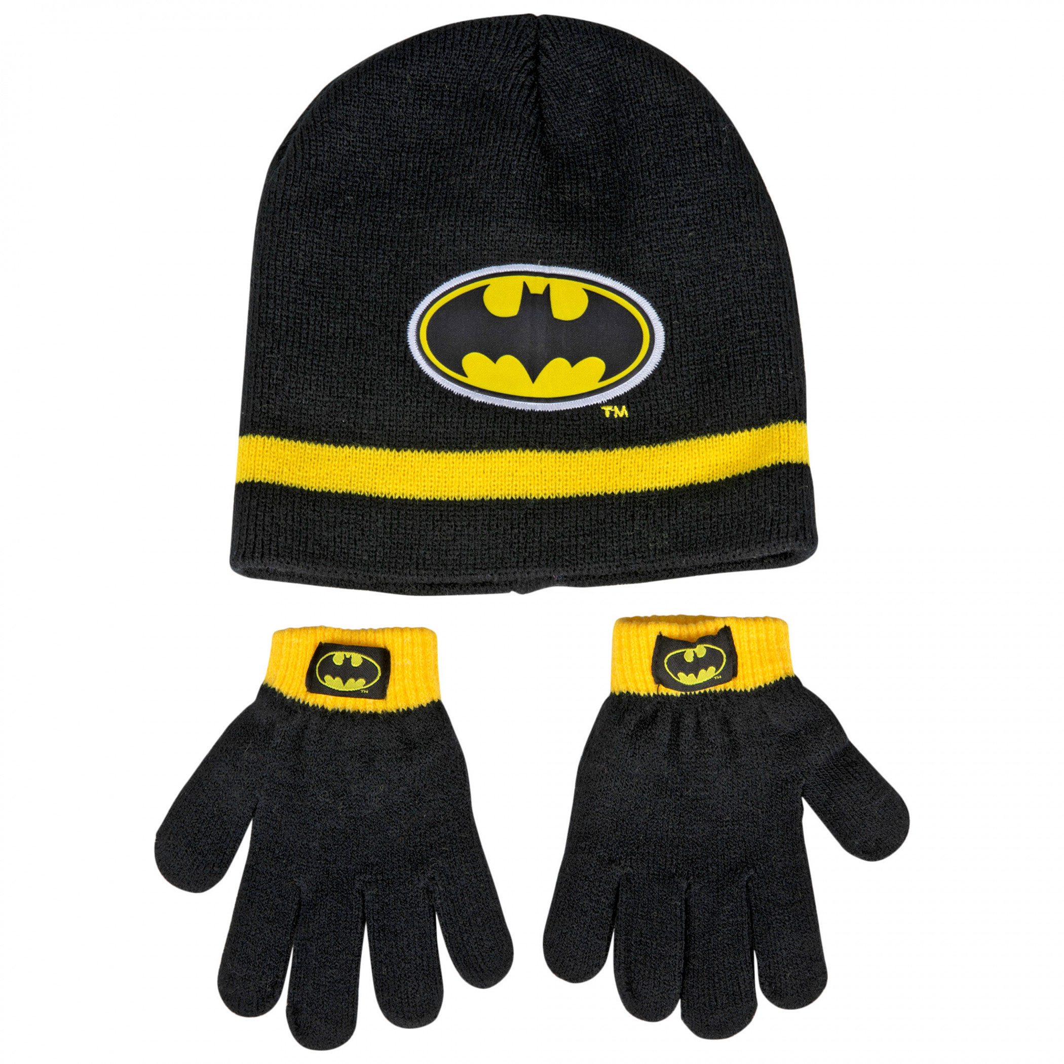 DC Comics Batman Bat Symbol Hat & Mitten Set, Black