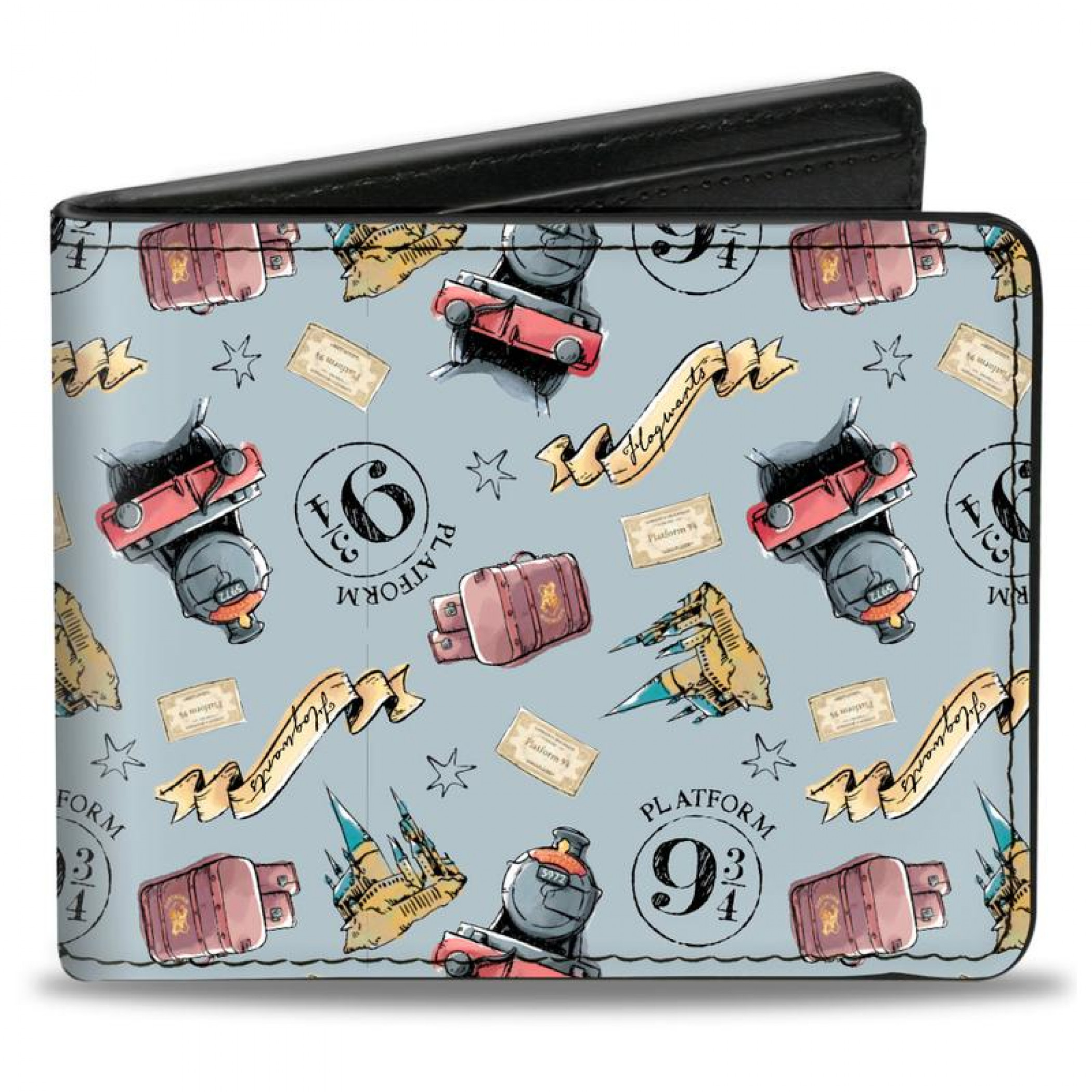 Harry Potter Hogwarts Express Icons Collage Bi-Fold Wallet, Grey