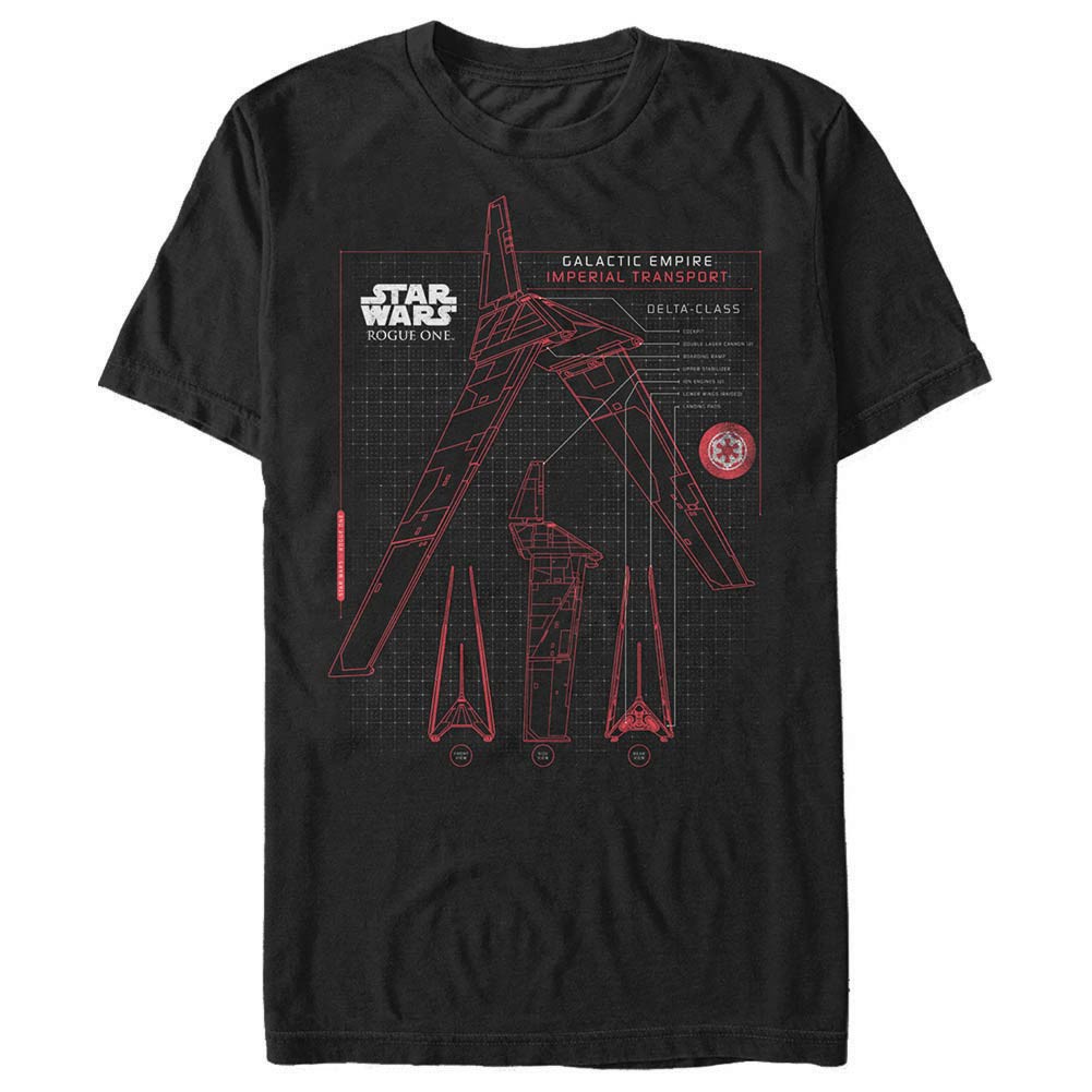 Star Wars Rogue One Imperial Shuttle Schema Black T-Shirt, Black