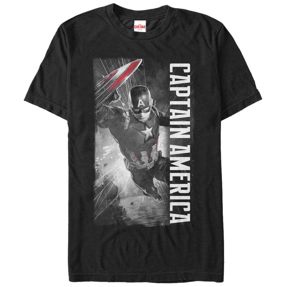 Captain America CAP Black Mens T-Shirt, Black