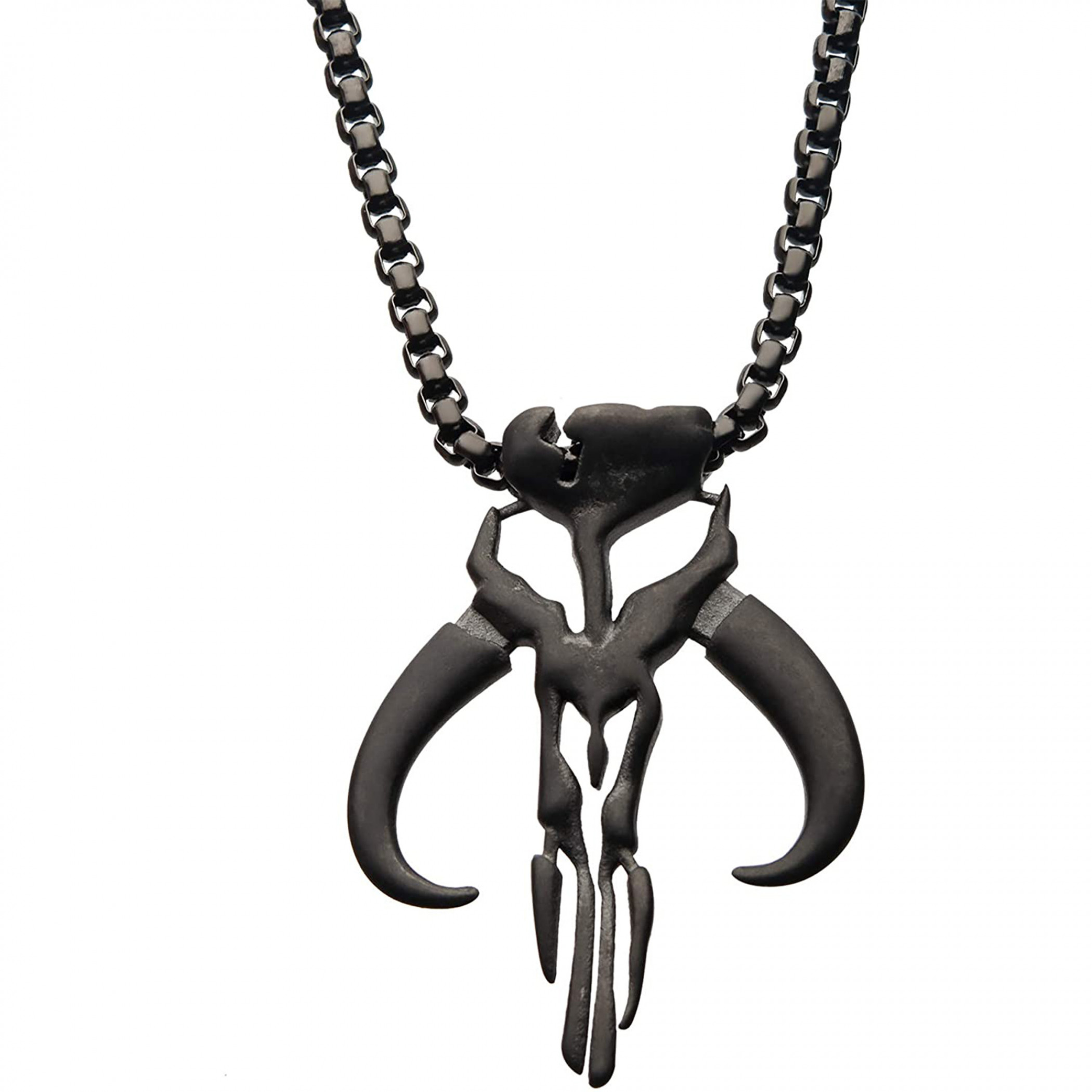 Star Wars The Mandalorian Symbol Steel Pendant Necklace, Black