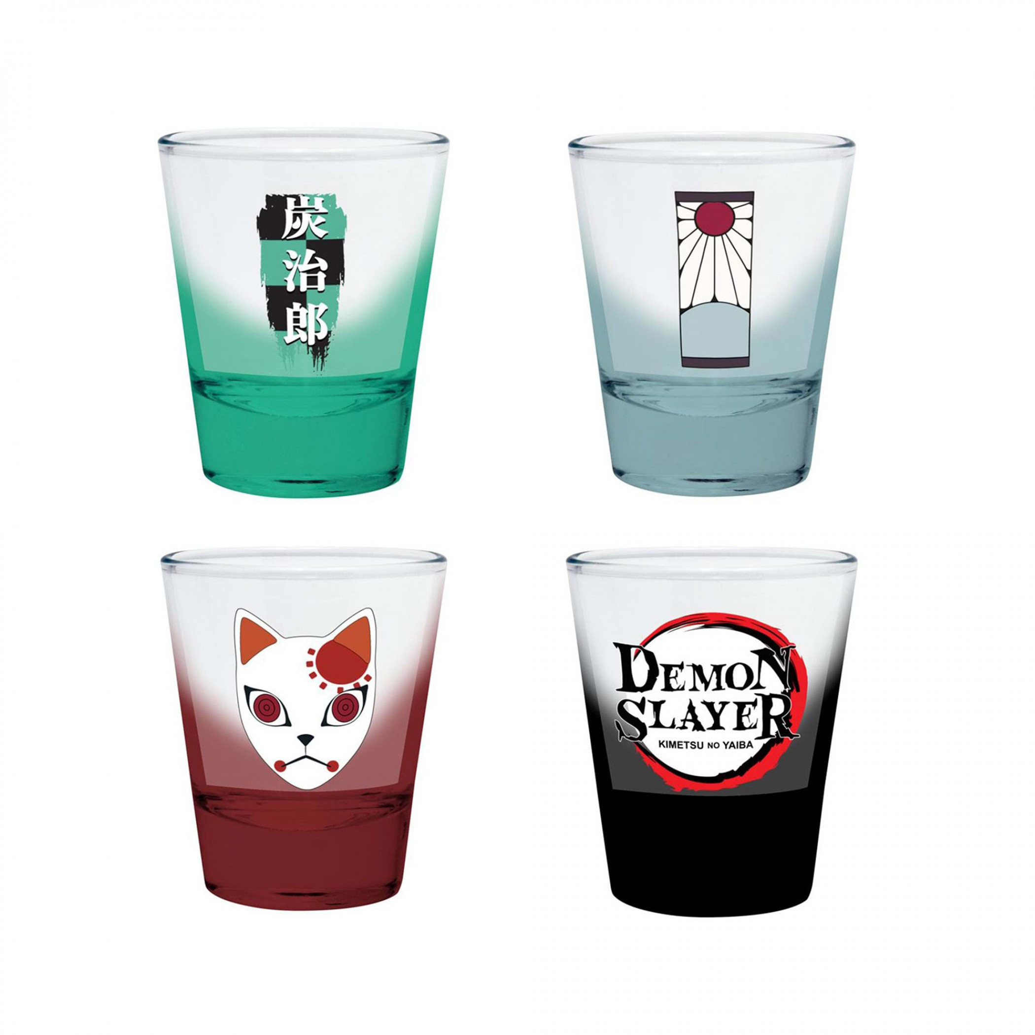Demon Slayer Kimetsu no Yaiba Set of 4 Unique Shot Glasses, Black