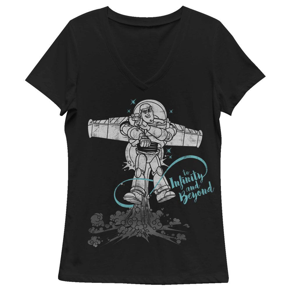 Disney Pixar Toy Story 1-3 Infinity Black Juniors V Neck T-Shirt