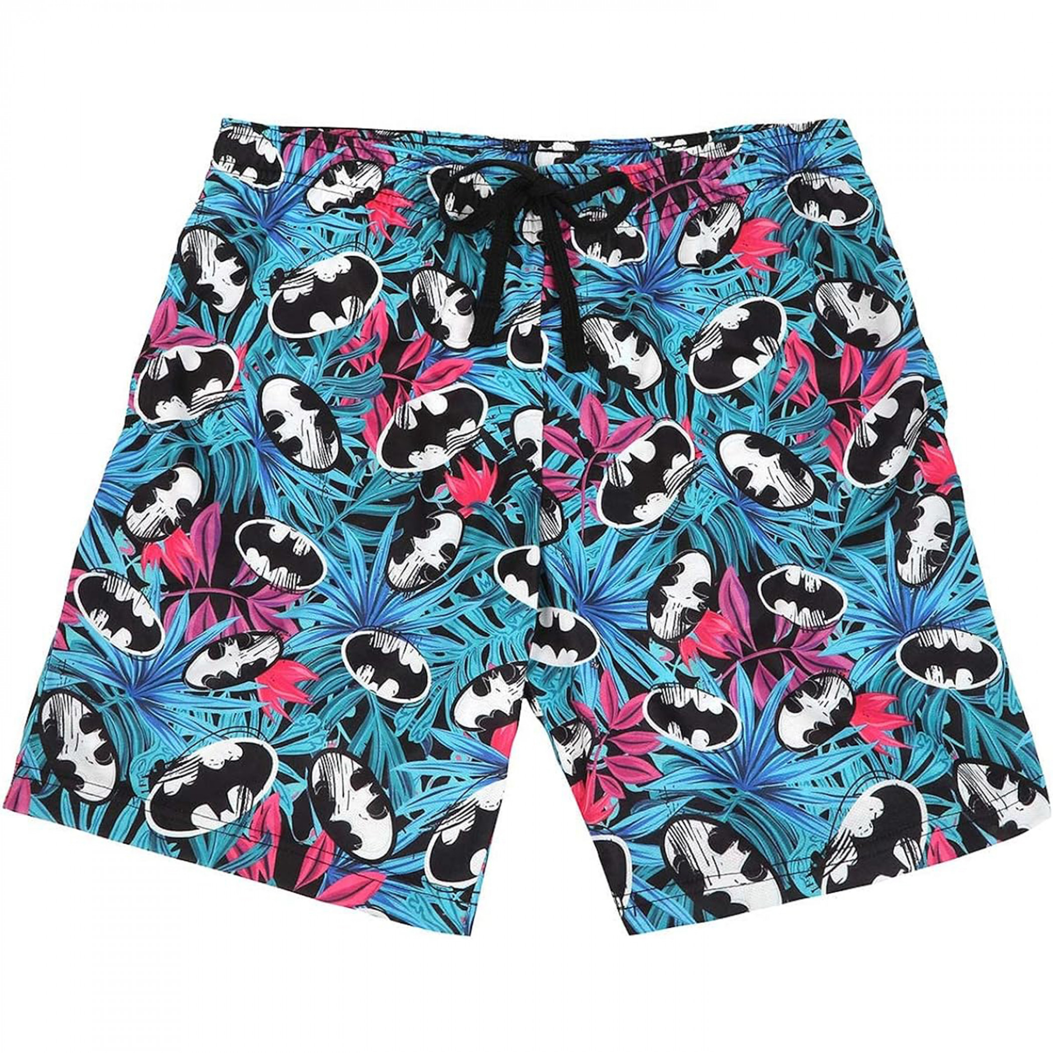 Batman Logo Hawaiian Print Active Shorts, Blue