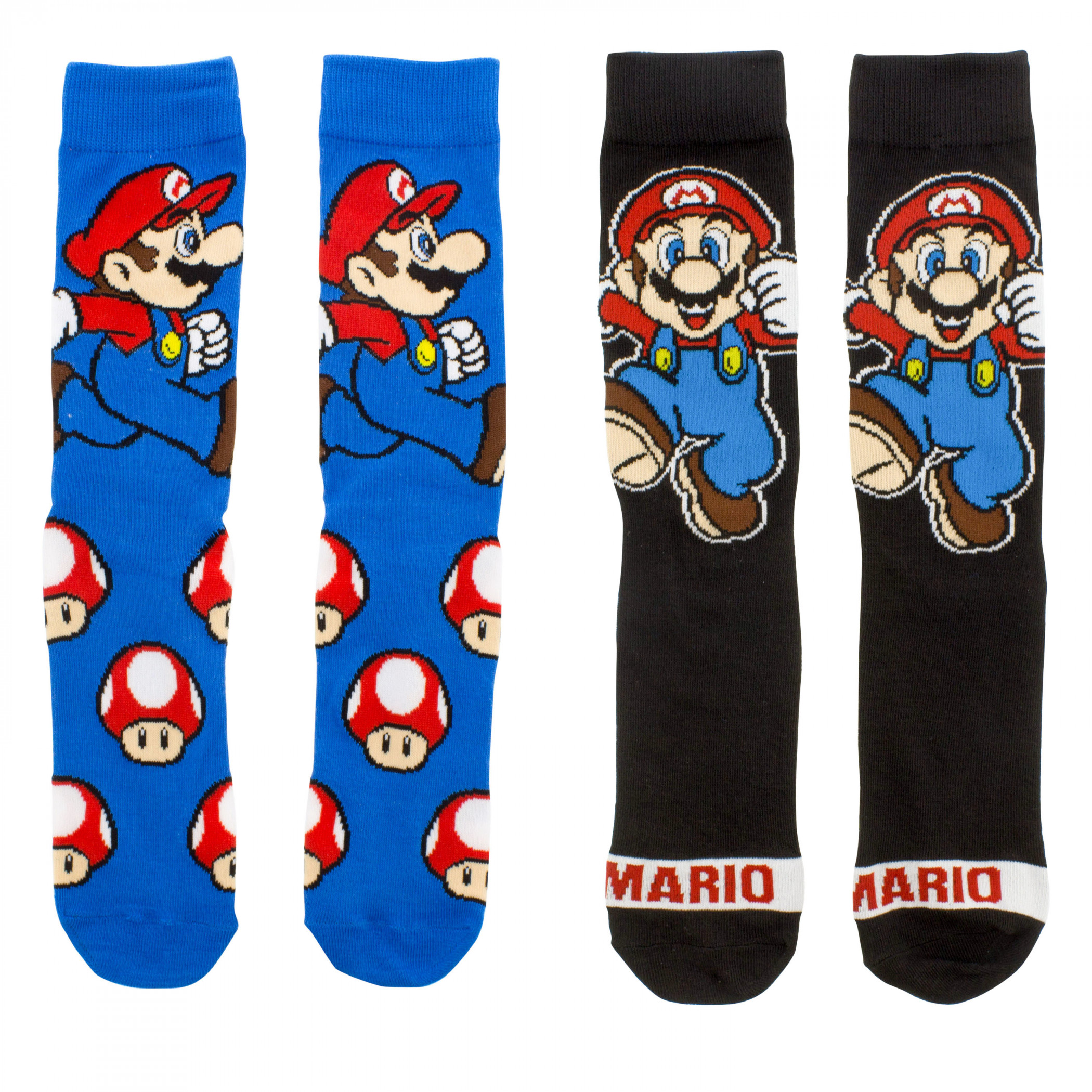 Super Mario Bros. Level Up 2-Pack Crew Socks, Multi-Color