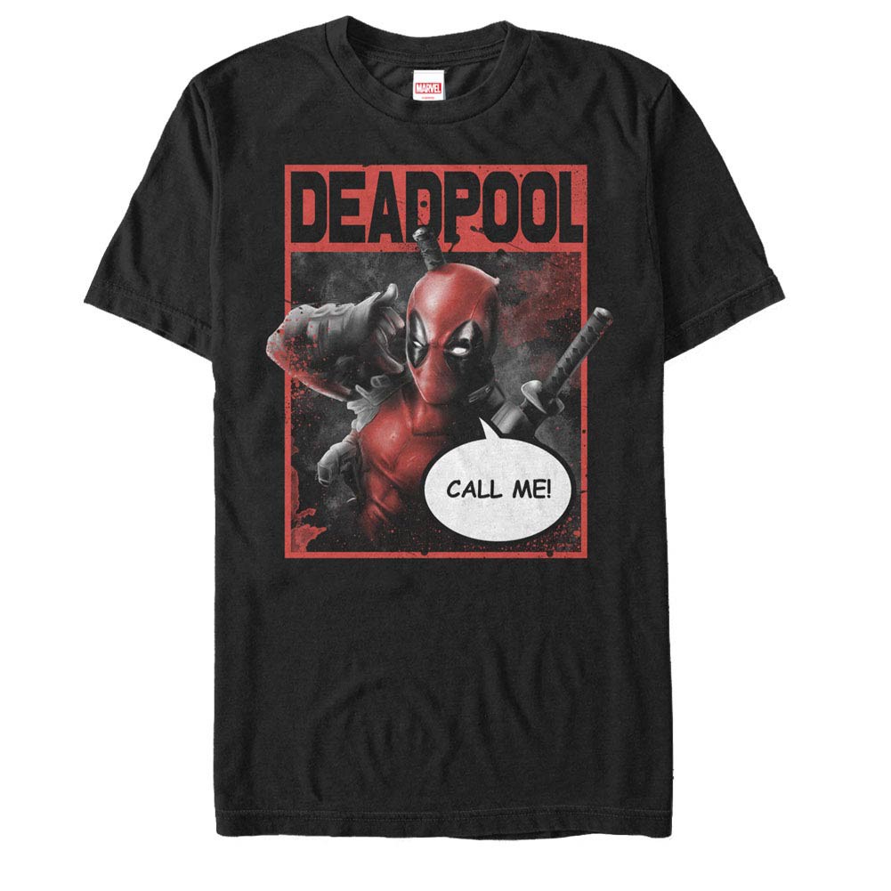 Deadpool Call Me Black Mens T-Shirt, Black