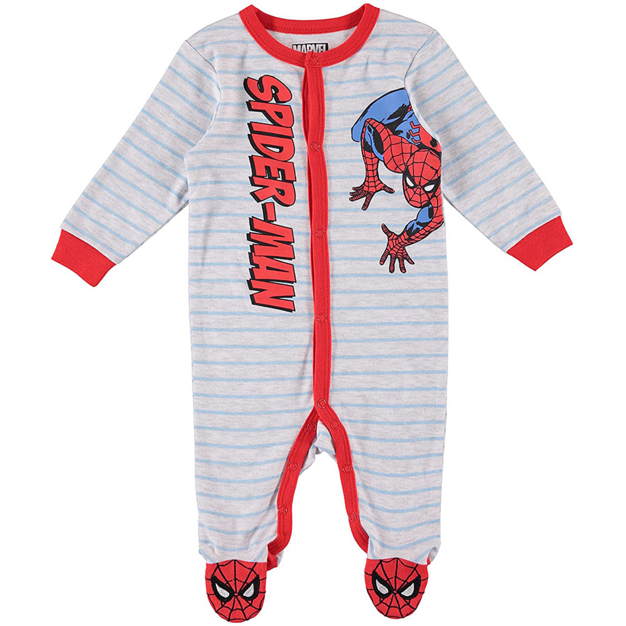 Spider-Man Character Wall Crawlin' Novelty Sleep and Play Footed Pajamas, Multi-Color