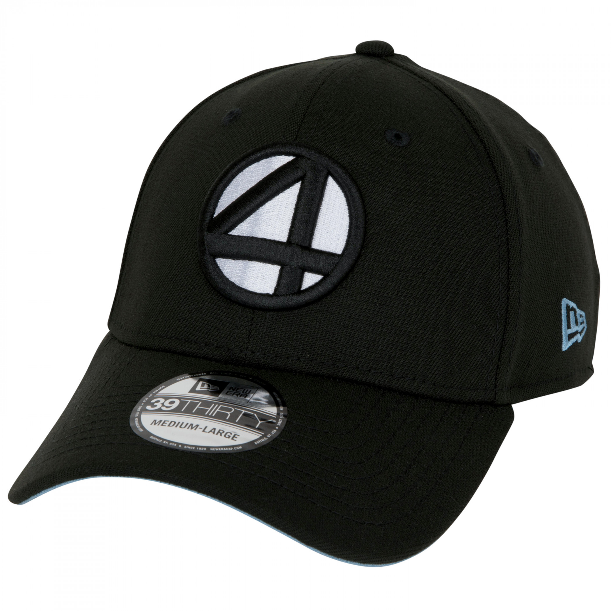 Fantastic Four Logo Black Colorway New Era 39Thirty Fitted Hat, Black