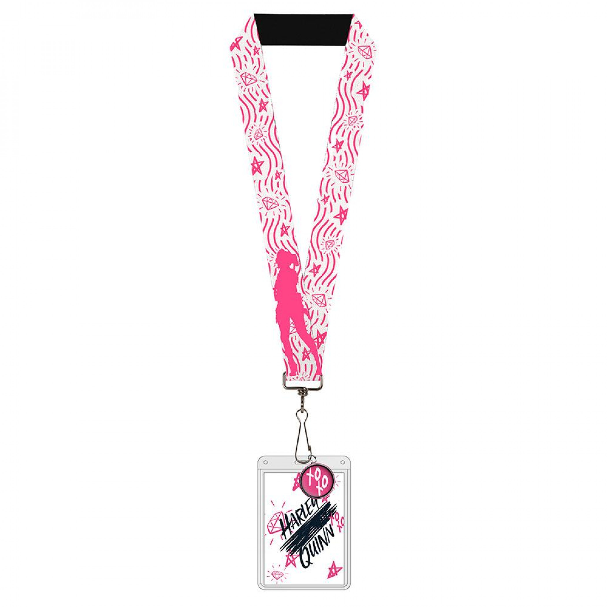 Harley Quinn Birds of Prey Pink and White Lanyard, White