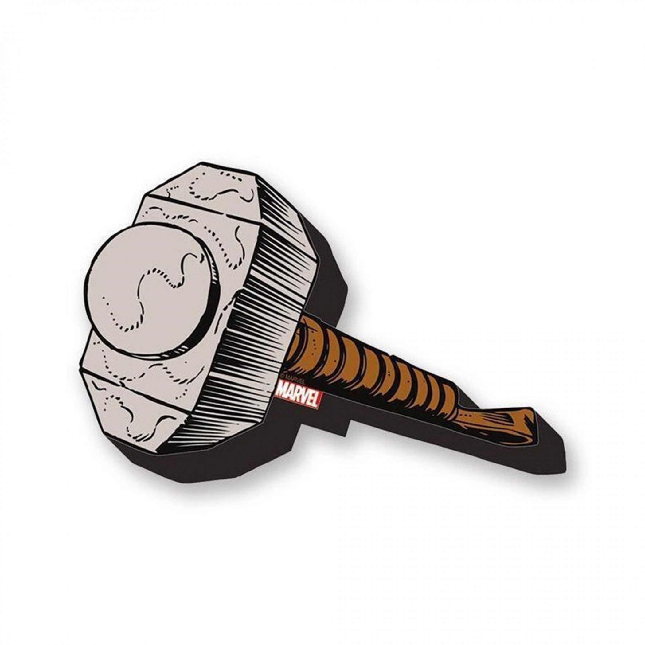 Marvel Comics Thor Mjolnir Retro Styled Wooden Cut-Out Magnet, Multi-Color