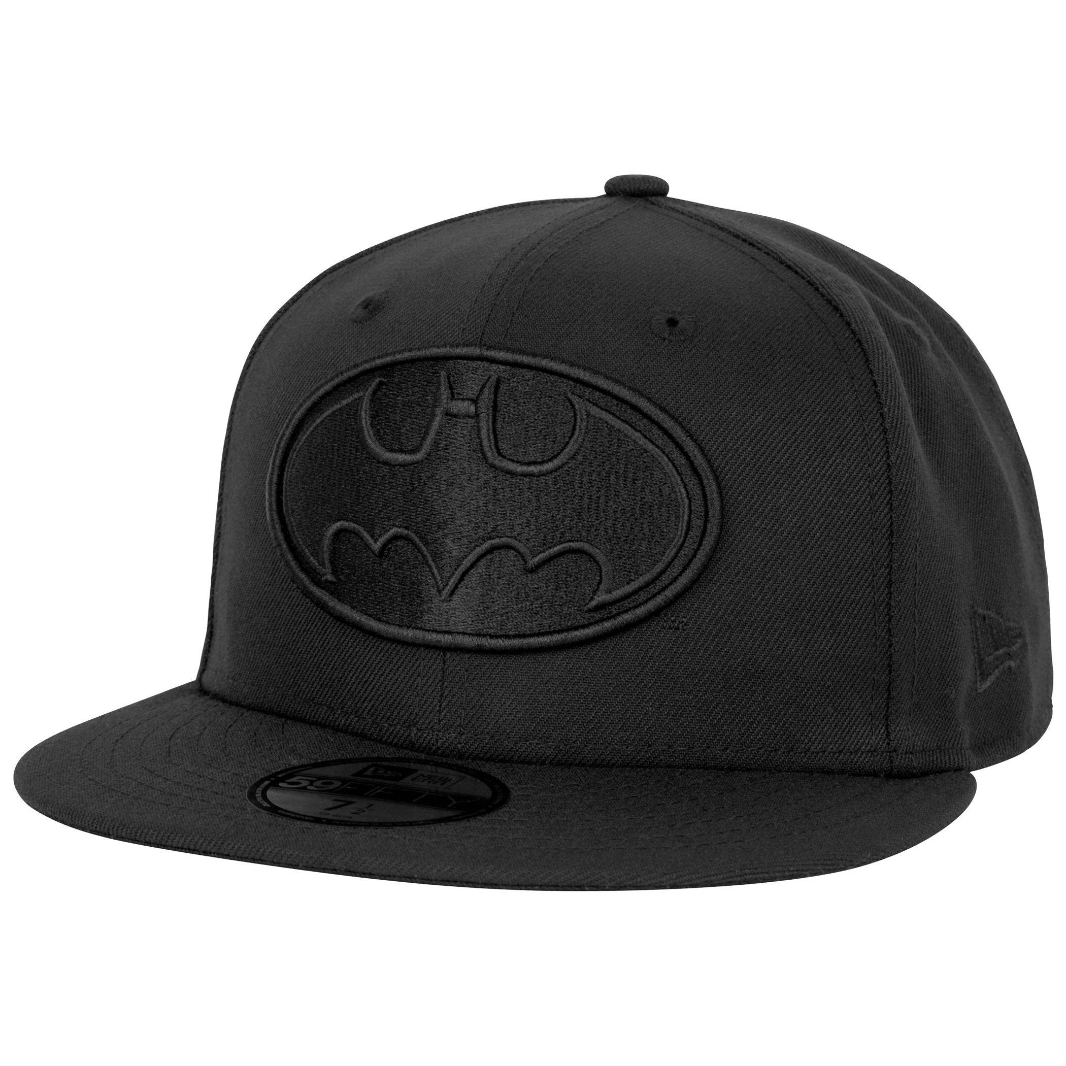 Batman Logo Black on Black New Era 59Fifty Fitted Hat, Black