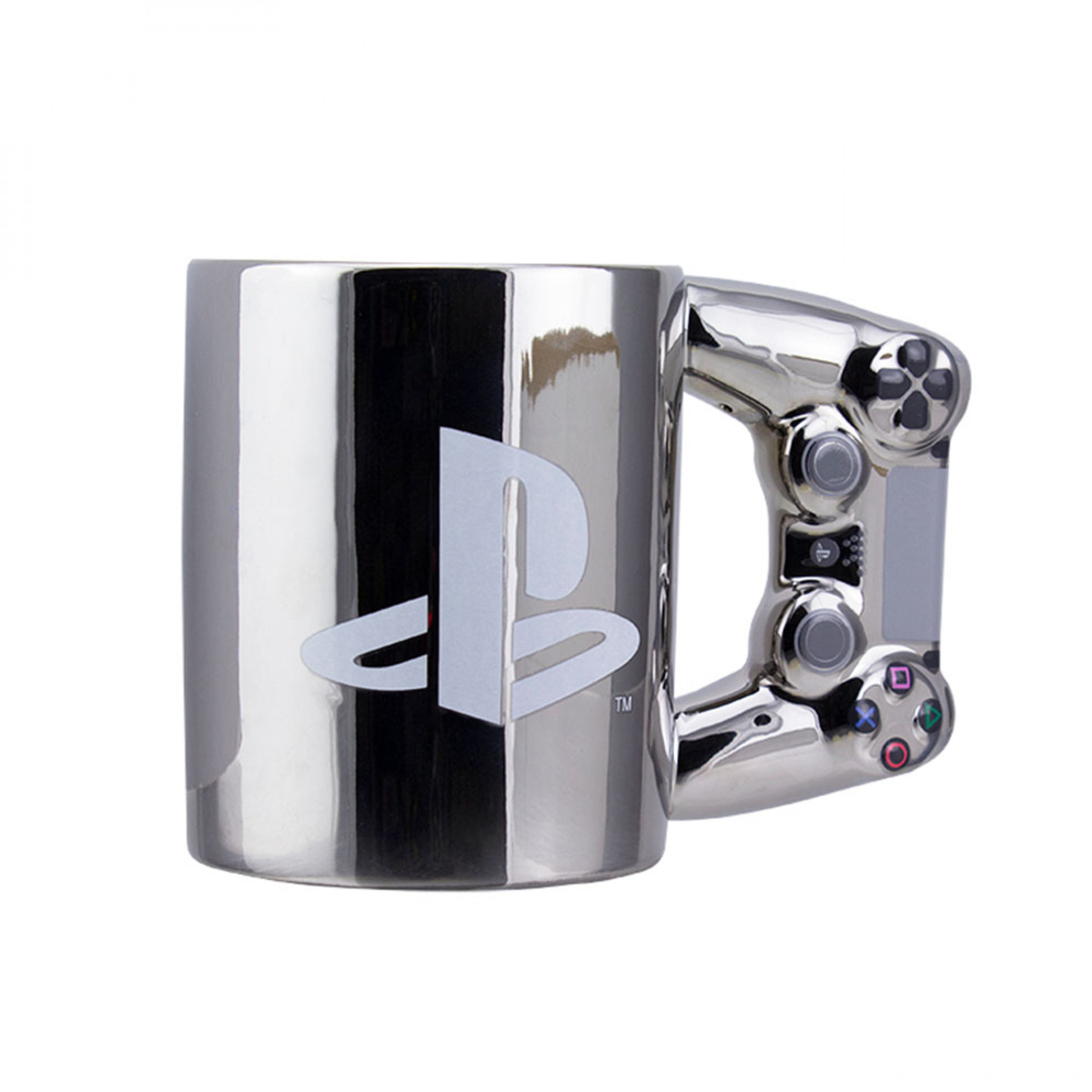 PlayStation 4th Generation Controller Shaped Handle 18oz Ceramic Mug, Silver