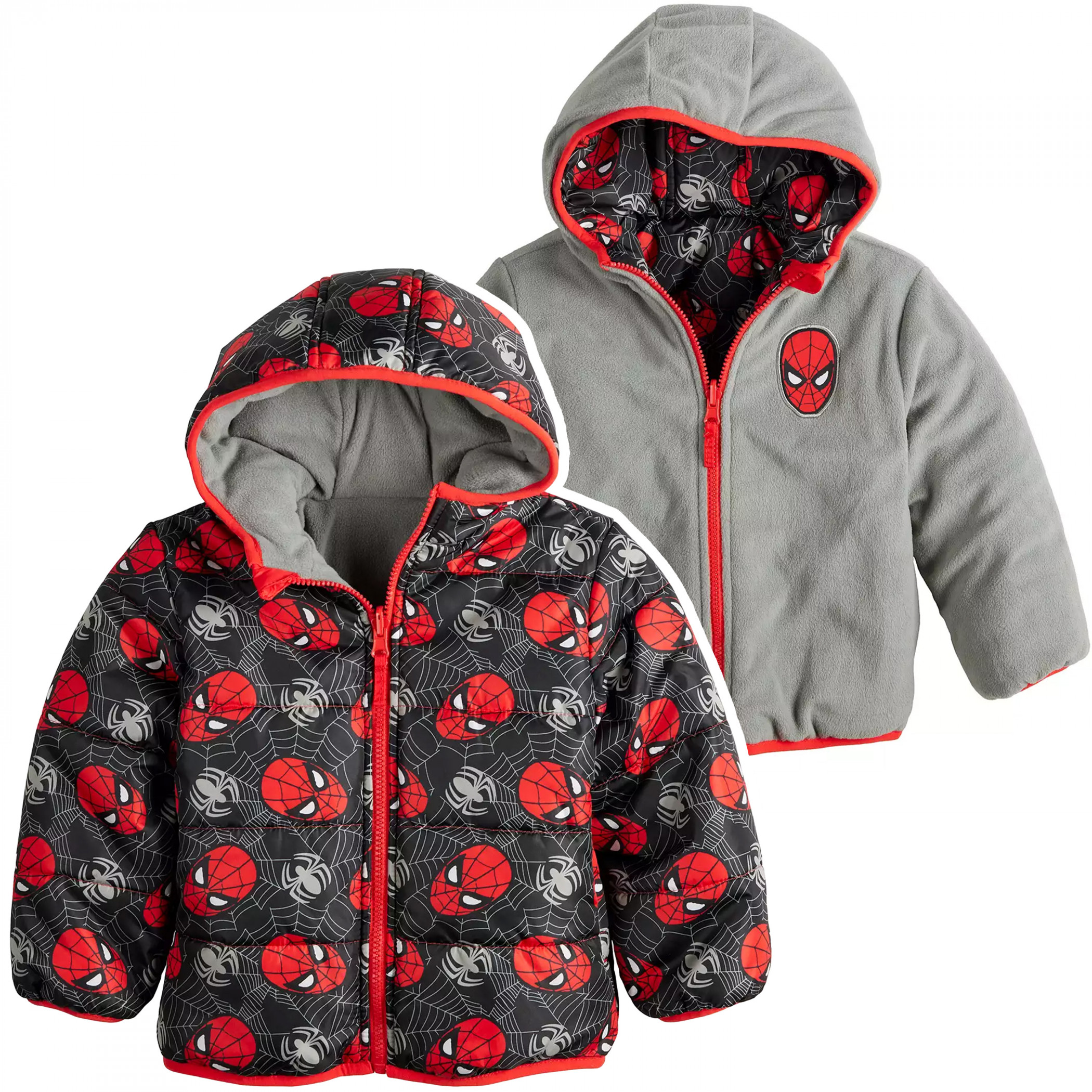 Spider-Man Masks Reversible Puffy Toddler's Jacket, Multi-Color