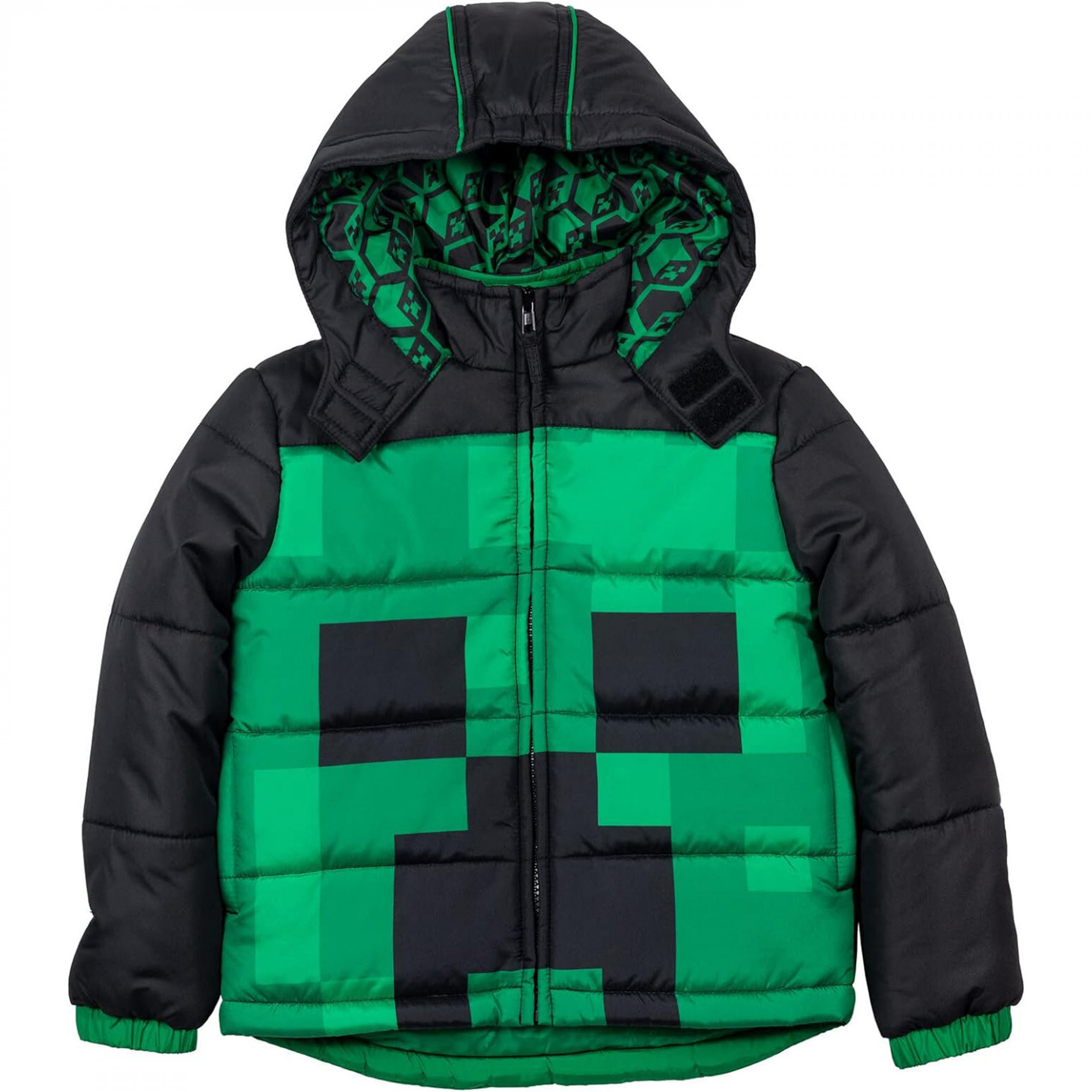 Minecraft Creeper Pixels Puffy Winter Coat, Multi-Color