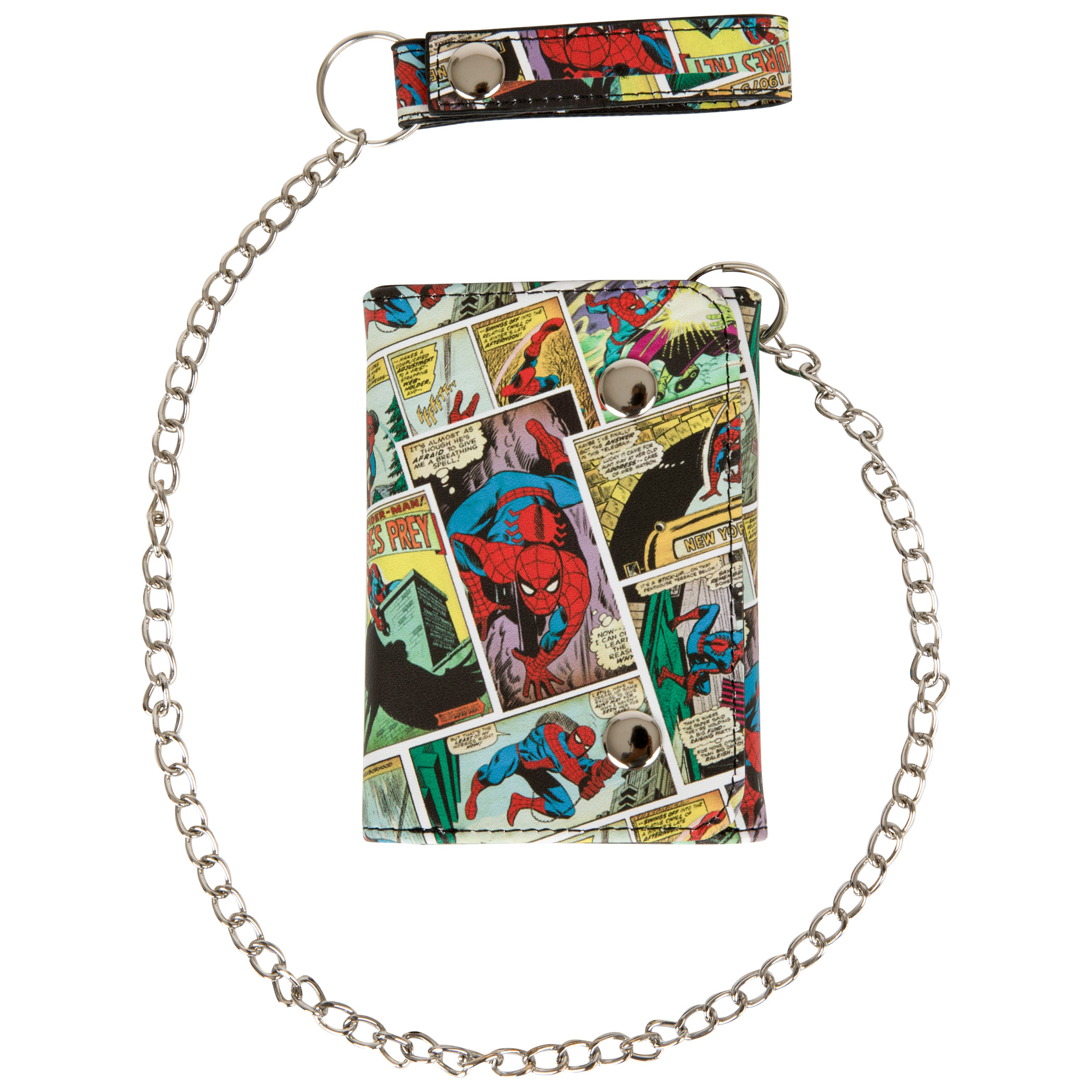 Spider-Man Greatest Comic Covers Collage Chain Wallet, Multi-Color
