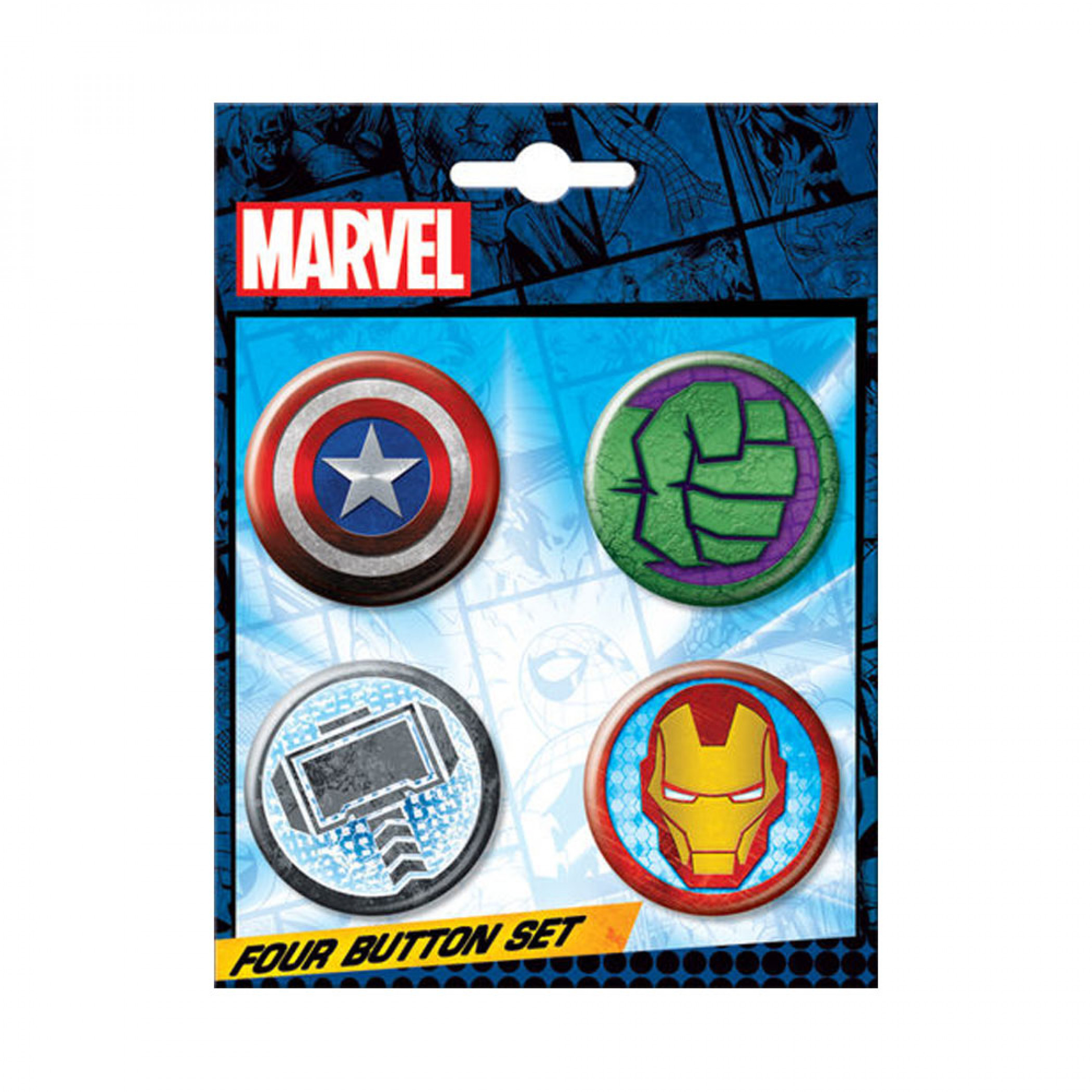 Avengers Logos 4-Piece Button Set, Multi-Color