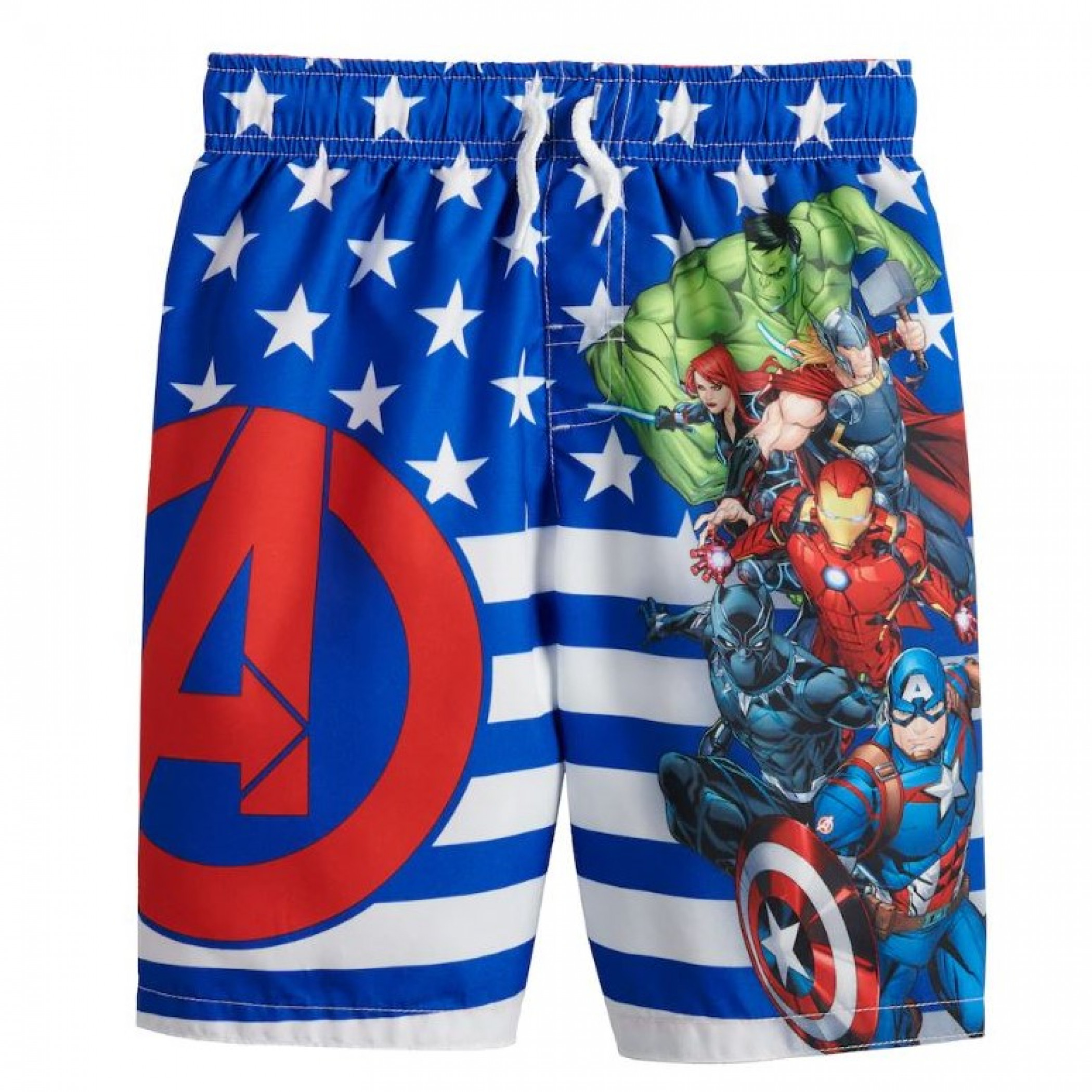 Marvel Avengers Symbol and Team Youth Swim Trunks, Multi-Color