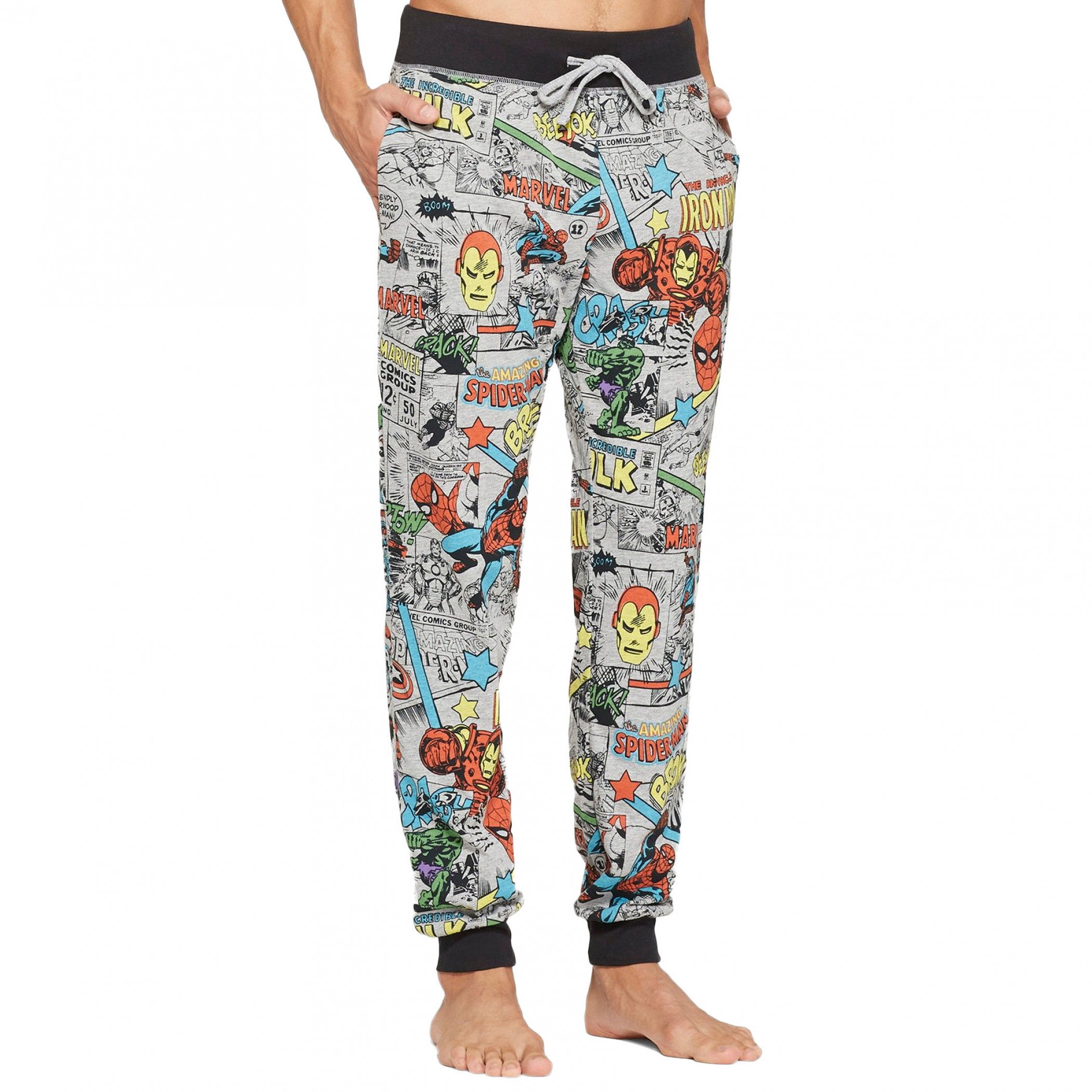 Avengers Classic Characters All Over Print Jogger Style Pants, Multi-Color