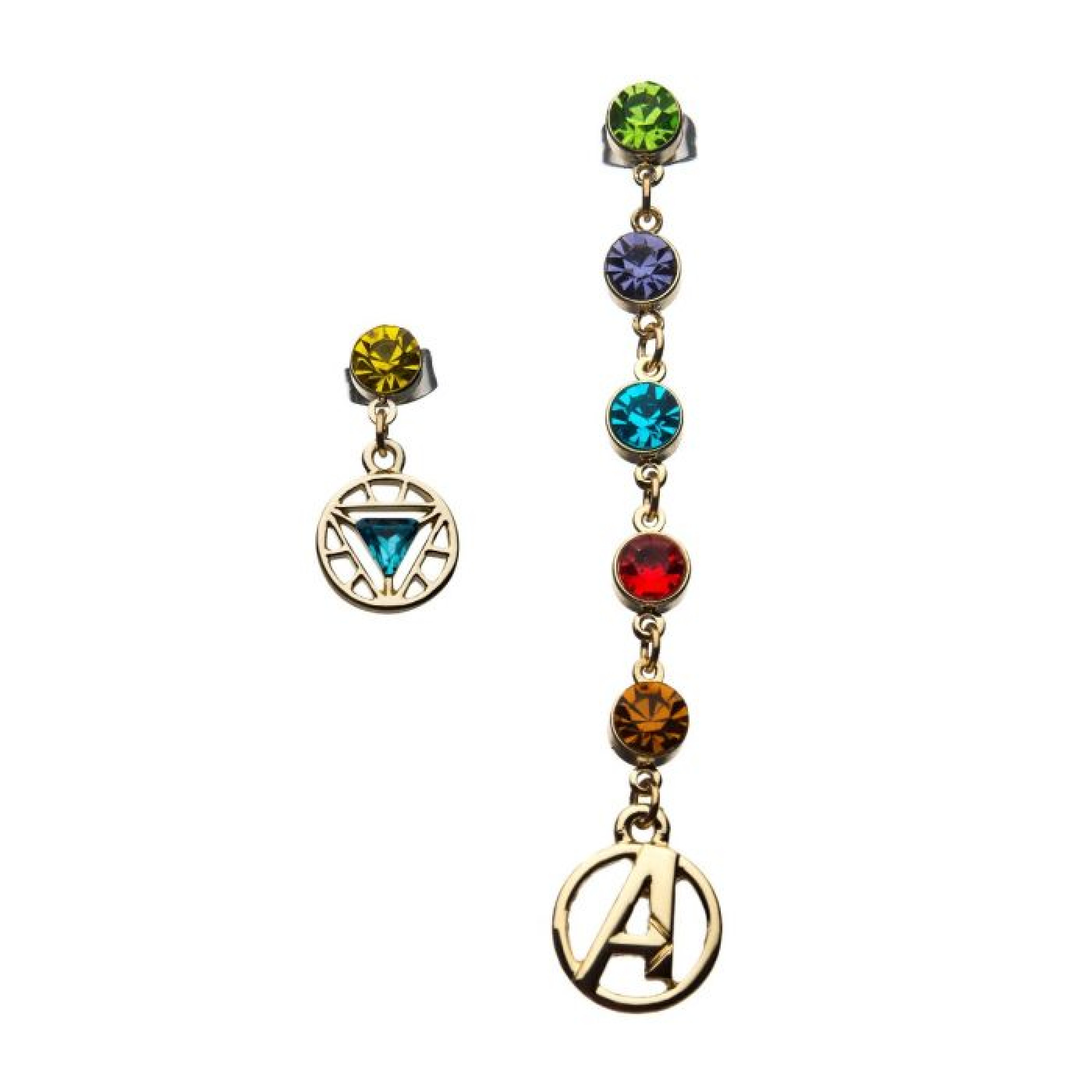 Marvel Avengers End Game Stones Stud Earrings Set, Multi-Color