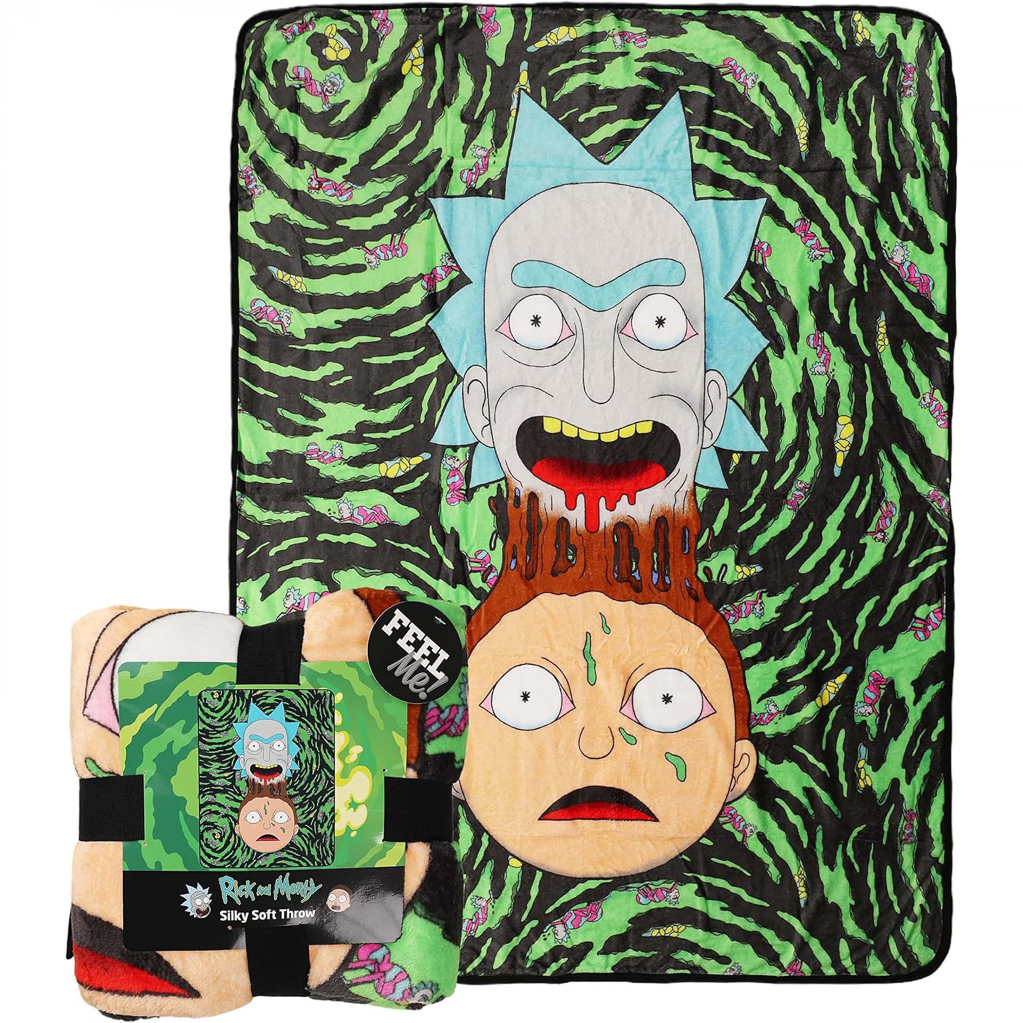 Rick And Morty Melt Together 46'x60' Throw Blanket, Multi-Color