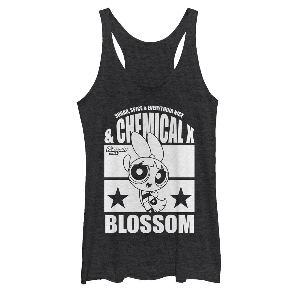 Power Puff Girls Chemical X Blossom Black Juniors Racerback Tank Top