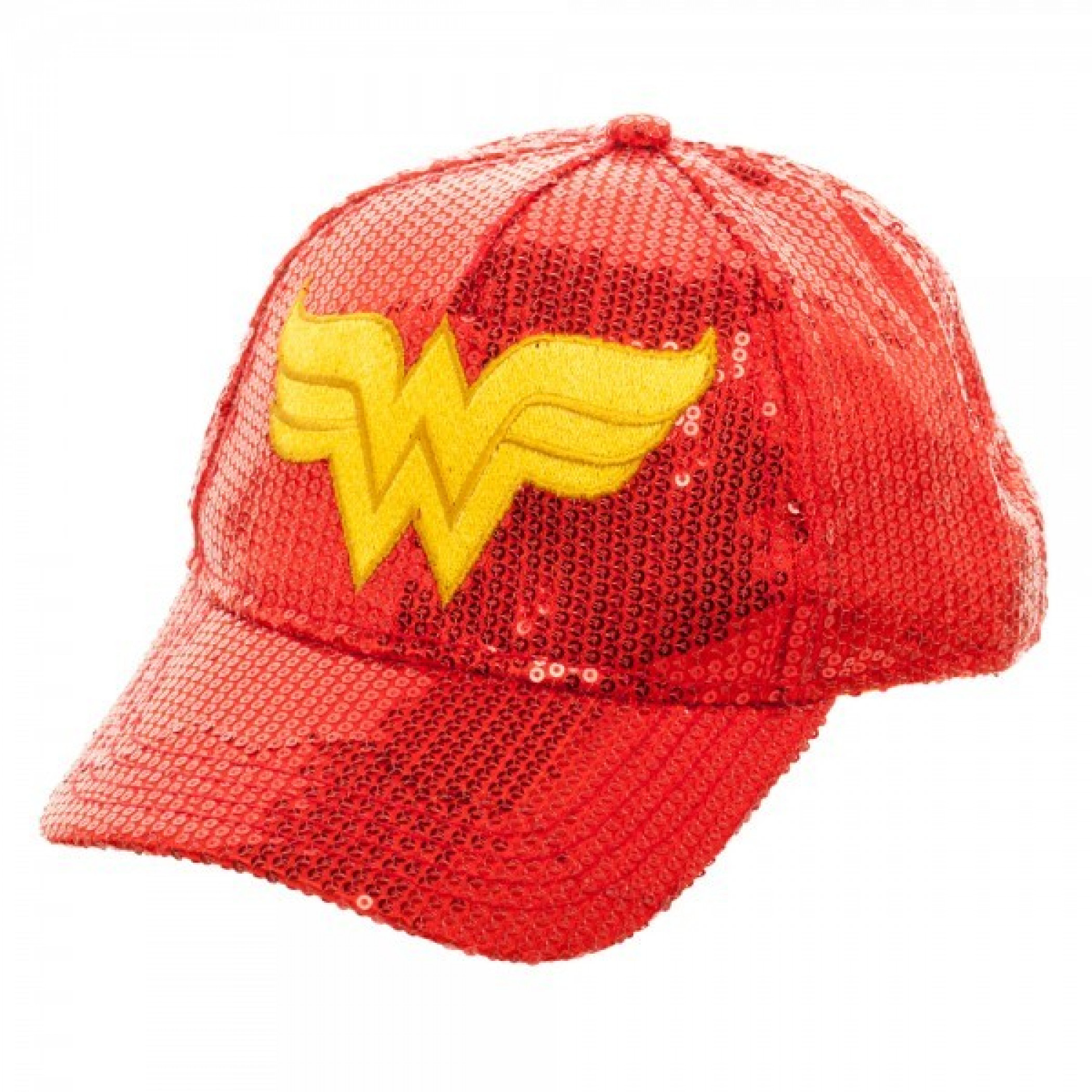 DC Comics Youth Girls Wonder Woman Red Sequin Adjustable Baseball Hat, Red