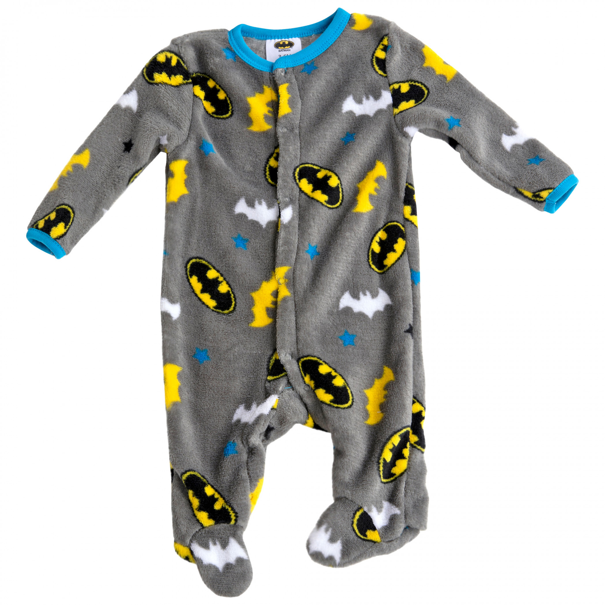 Batman Symbols and Logos All Over Print Footed Pajamas, Grey