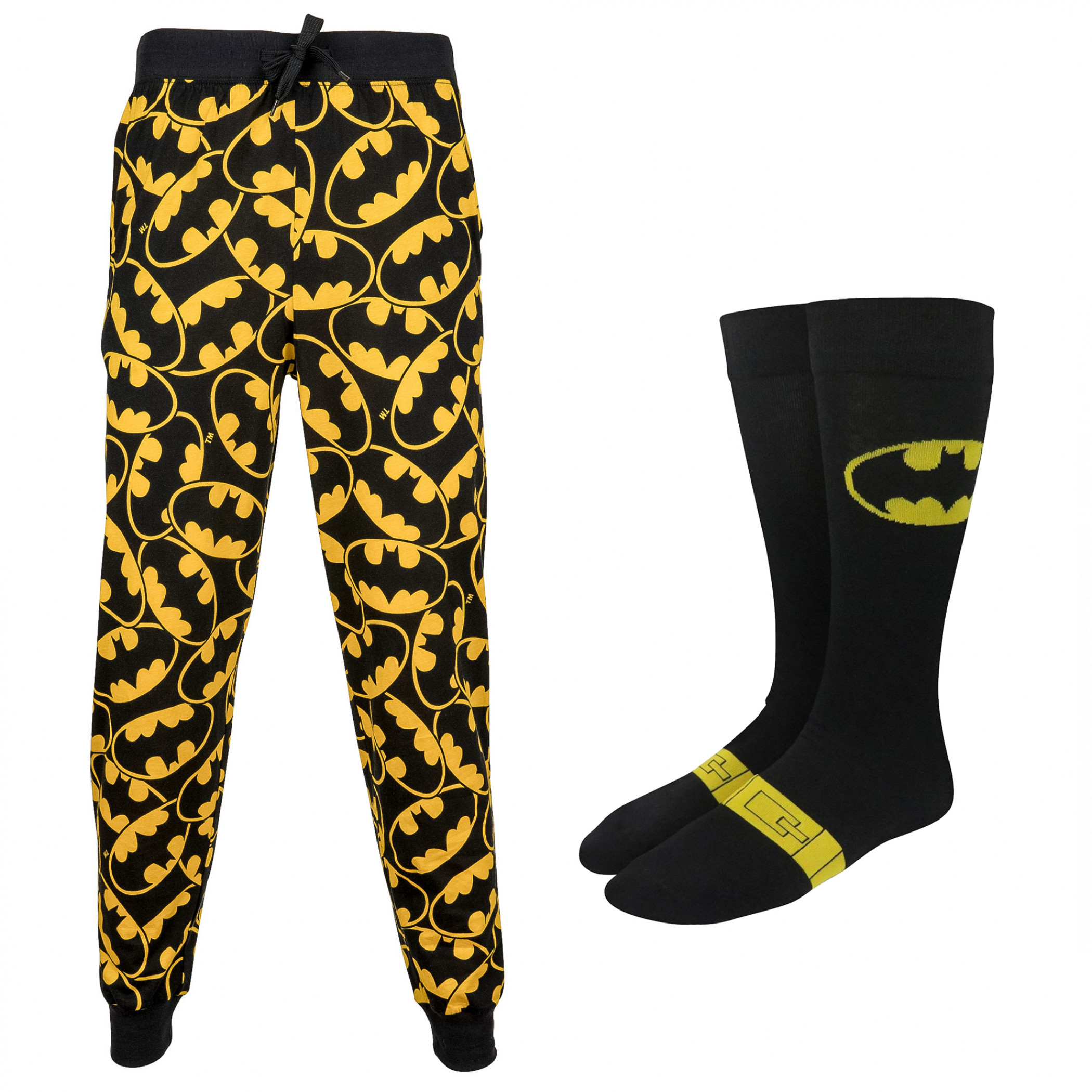 Batman Sleep Pants & Socks Bundle, Black