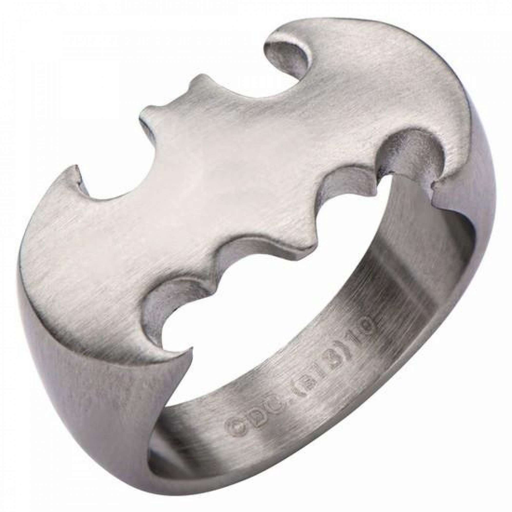 Batman Die-Cut Brushed Stainless Steel Ring, Grey