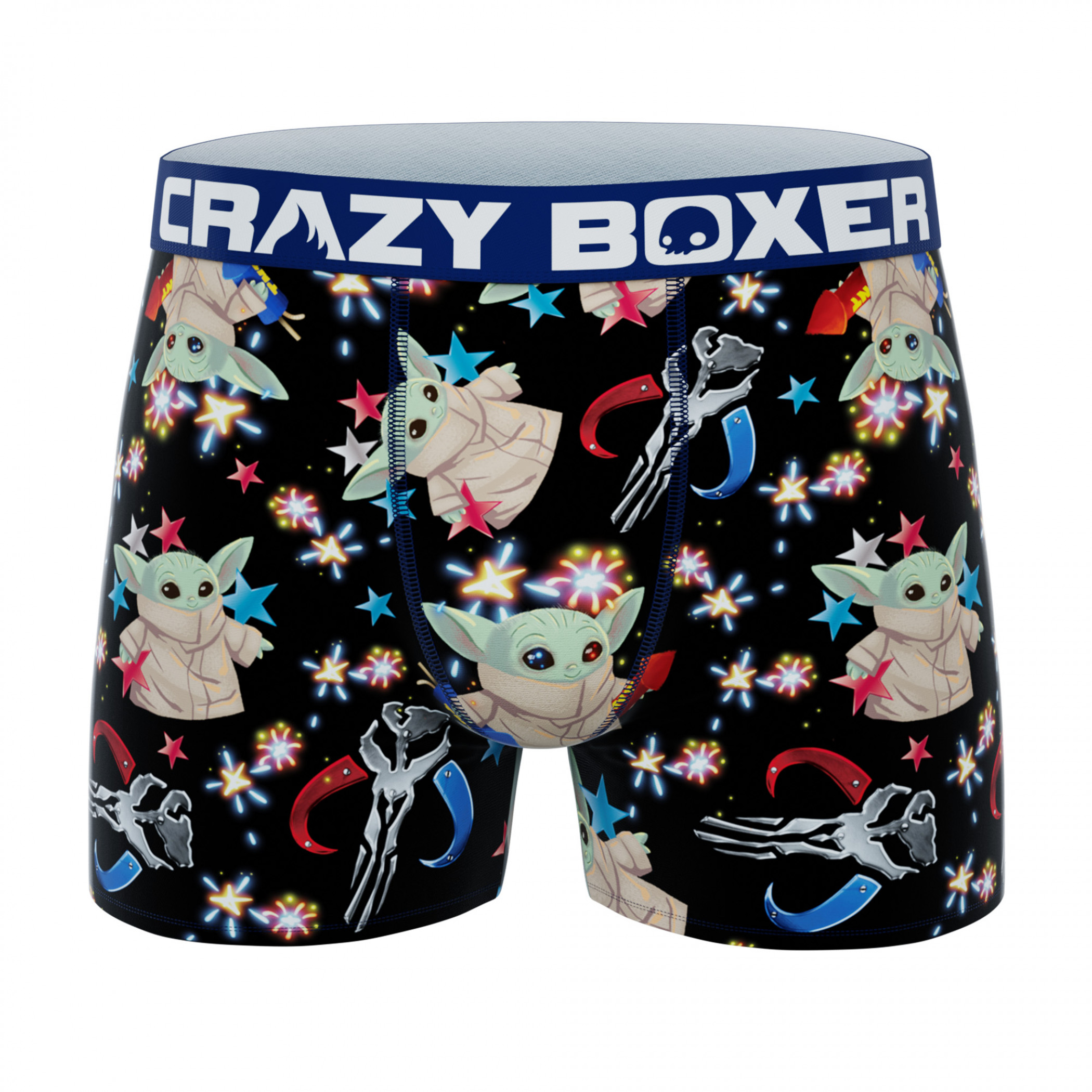 Crazy Boxer Star Wars The Mandalorian Grogu the Child Fireworks Men's Boxer Briefs, Multi-Color