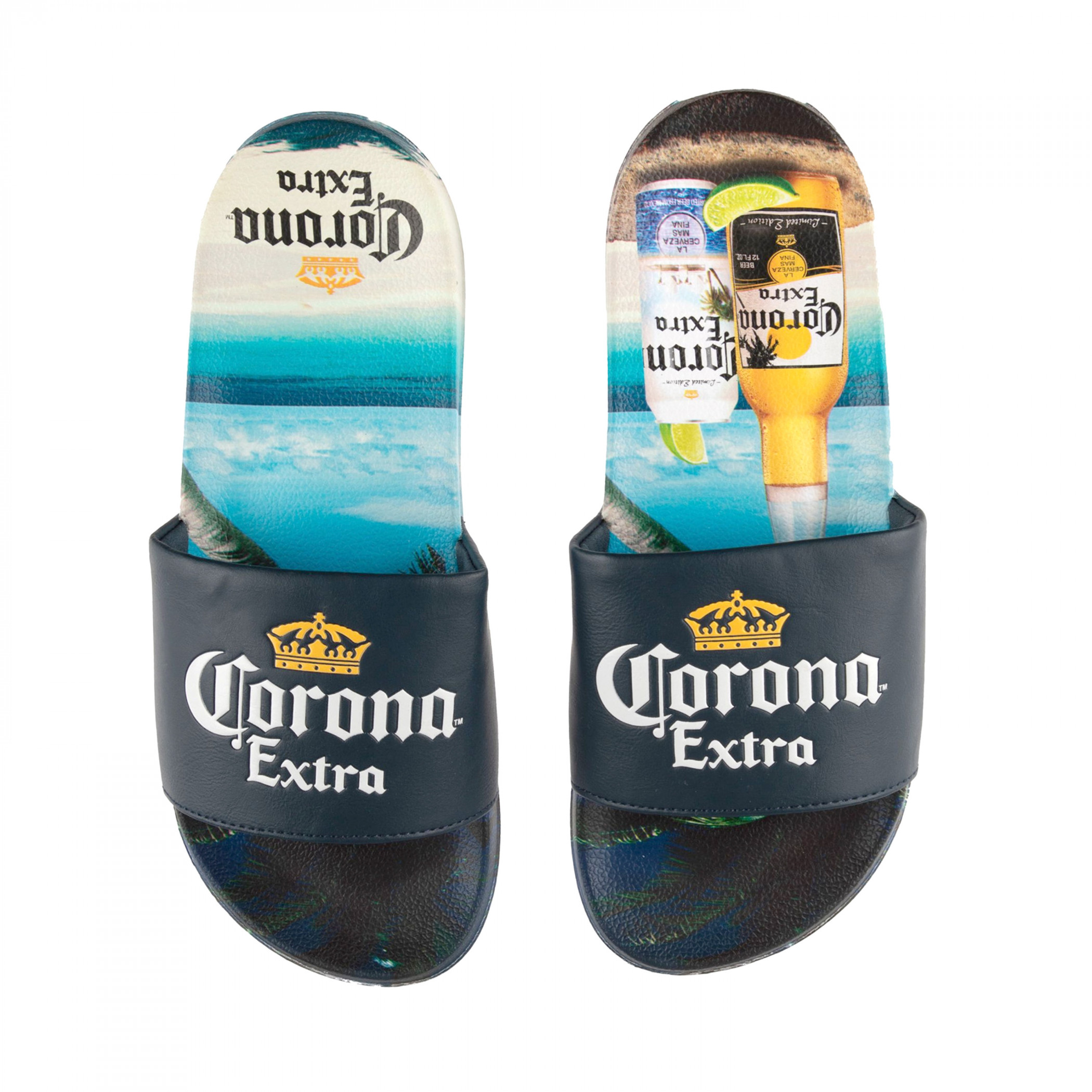 Corona Extra Logo Beach Scene Men's Slide Sandals