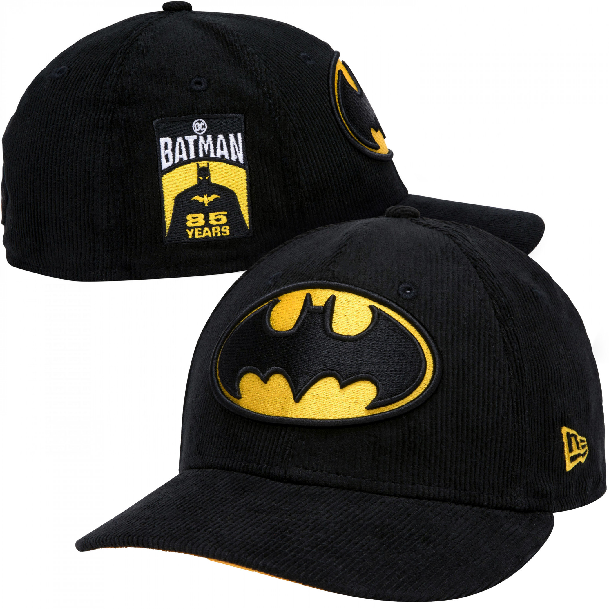 Batman 85th Anniversary Corduroy Low Profile New Era 59Fifty Fitted Hat, Black