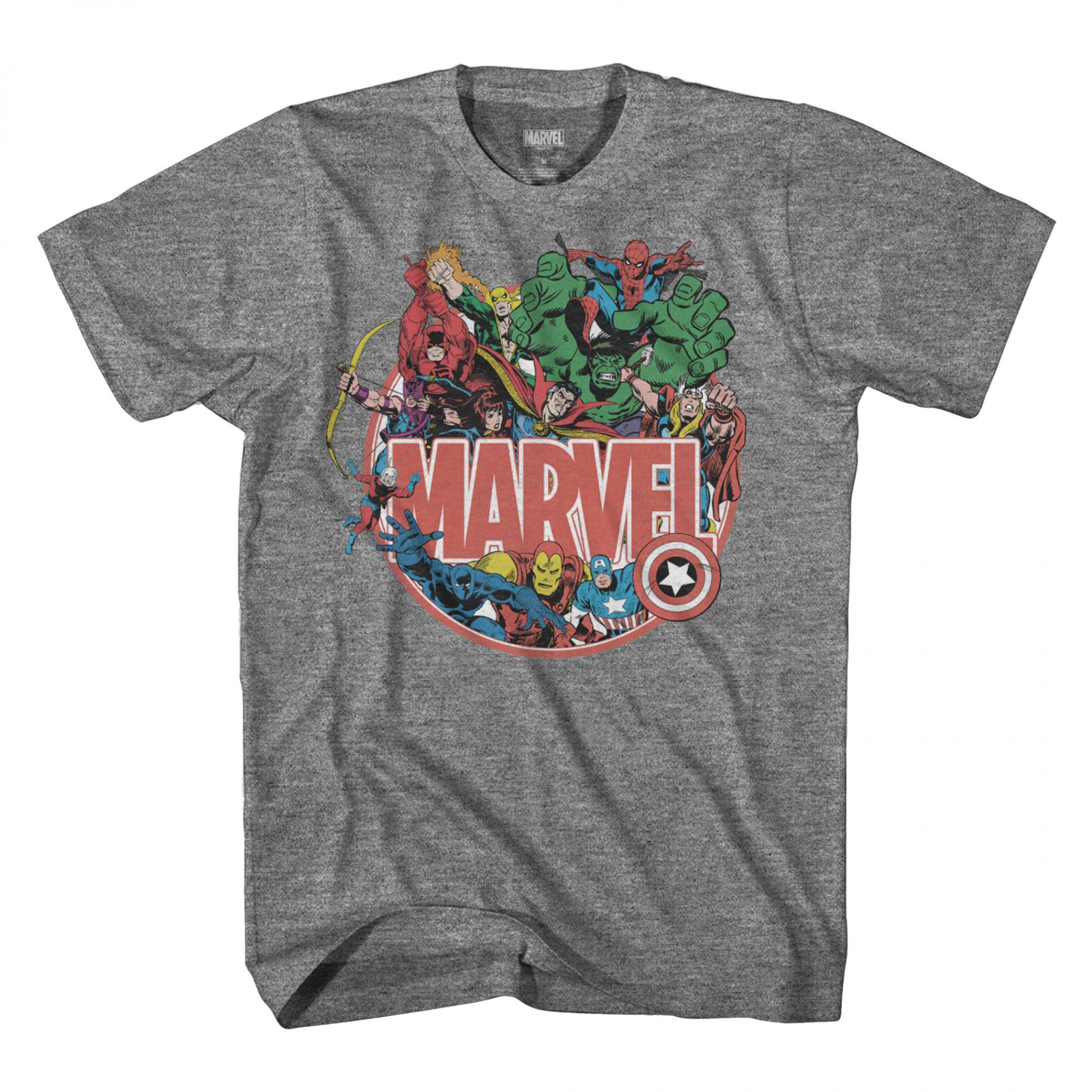 Marvel Heroes Retro T-Shirt, Grey